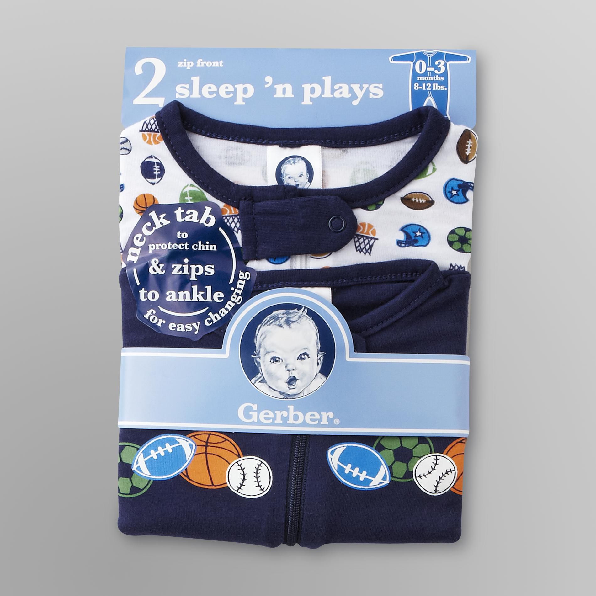Gerber 2 Pack Boy Zip Front Sleep 'n Play