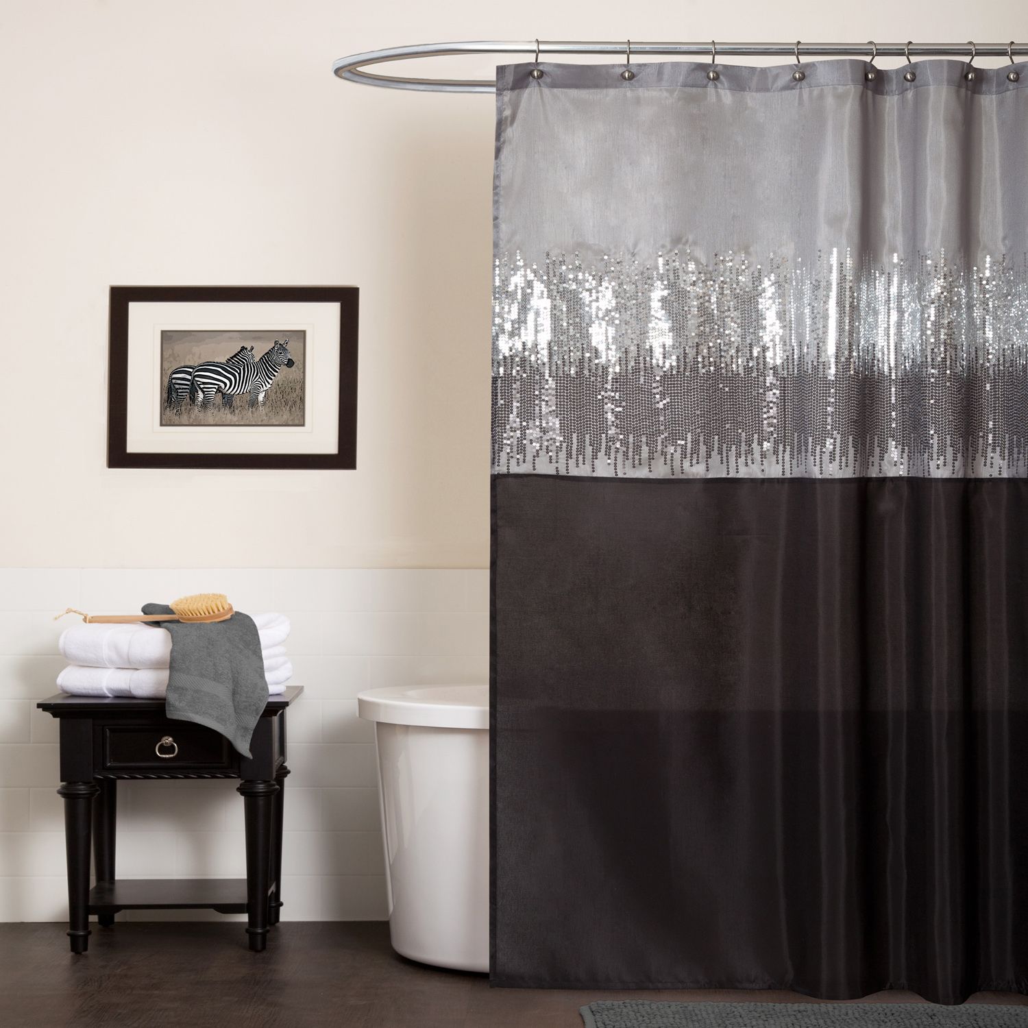 Lush Decor Night Sky Black Gray Shower Curtain Home Bed & Bath