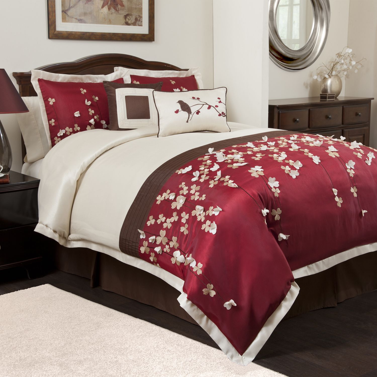 Lush Decor Flower Drops 6-pc Red Comforter Set Red Queen
