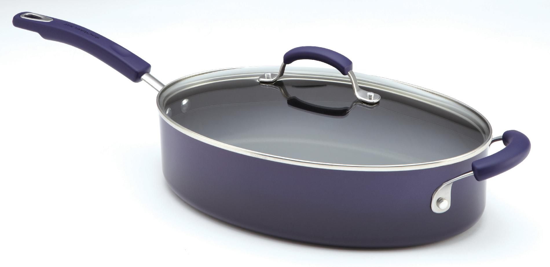 Rachael Ray Porcelain II 5-qt. Purple Covered Saute Pan with Helper Handle