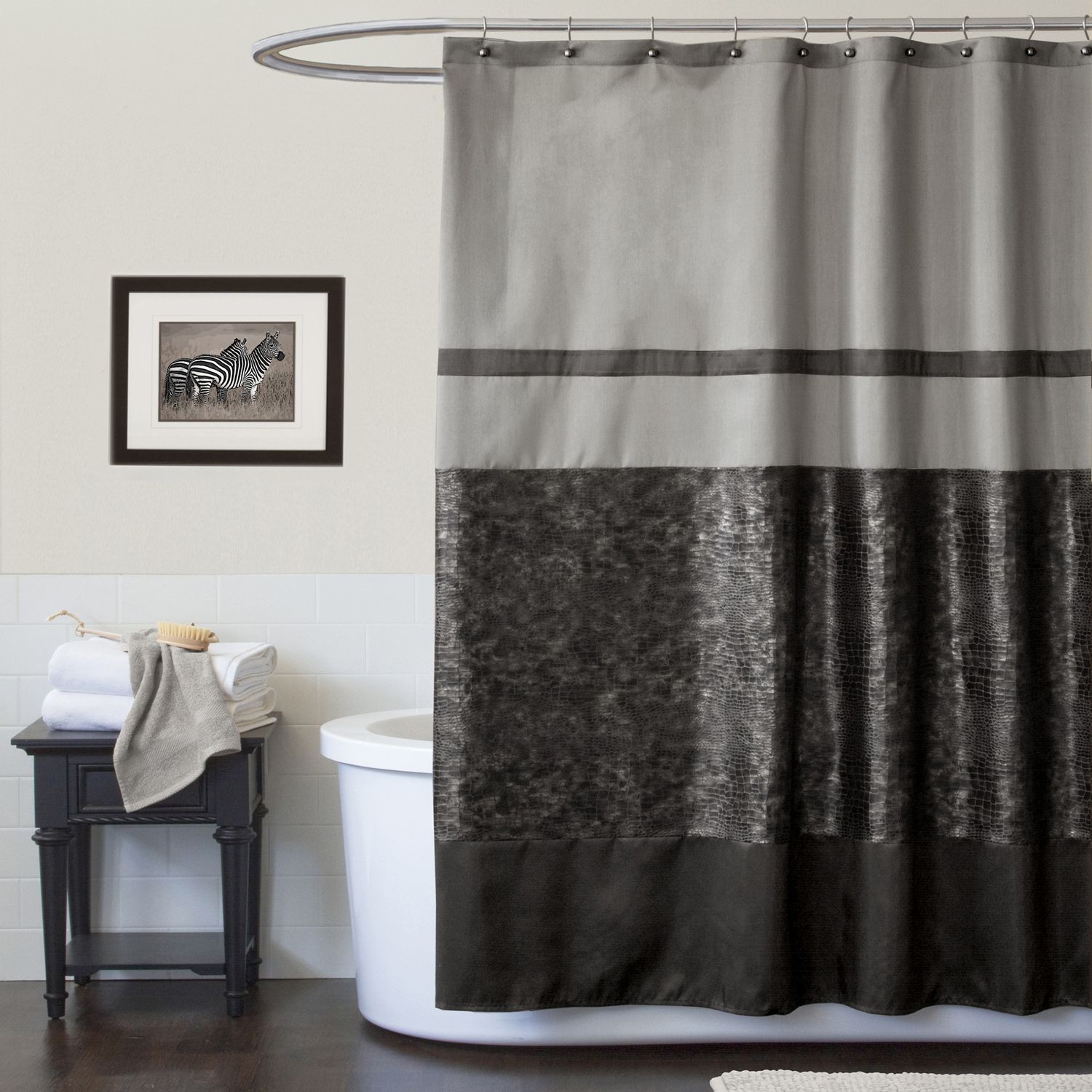 Lush Decor Night Sky Black/Gray Shower Curtain Home Bed & Bath