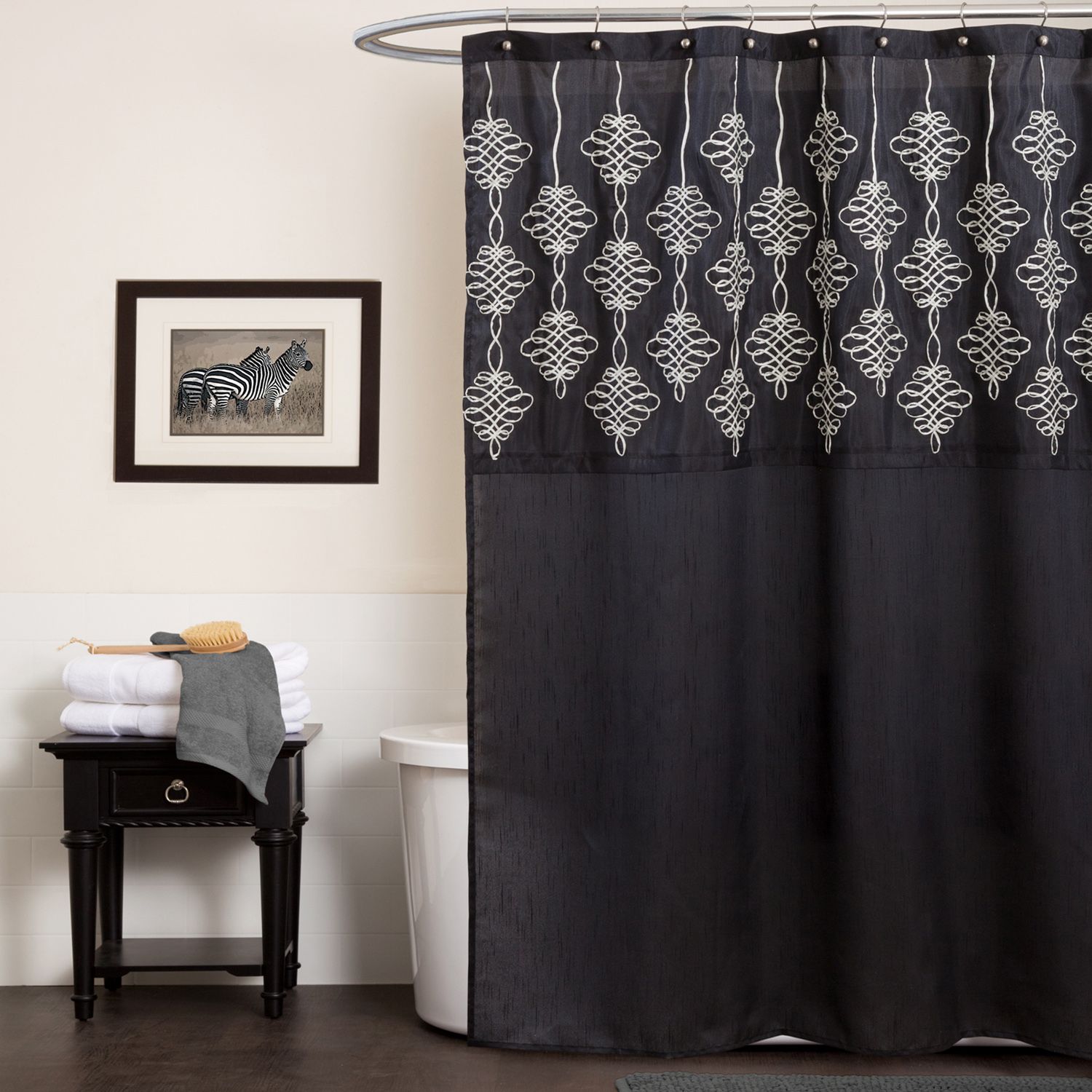 Lush Decor Isabella Black Shower Curtain at Sears.com