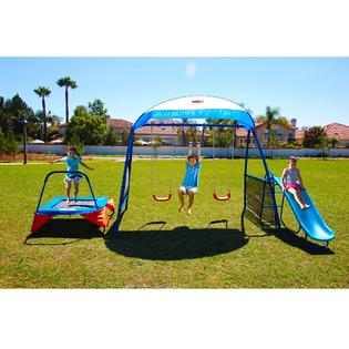 Iron Premier 100 Metal Swing Set with Trampoline and Protective