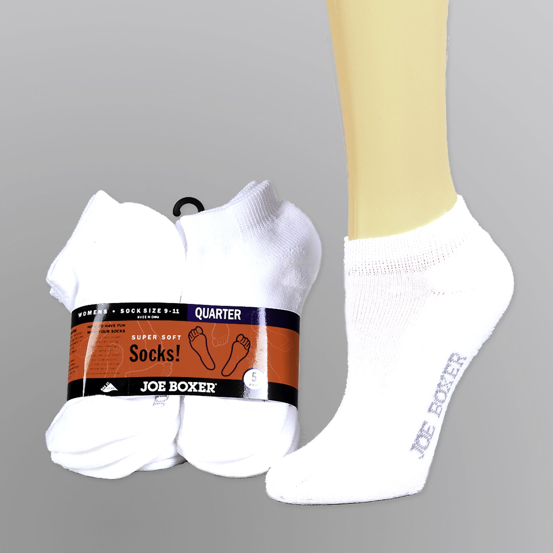 Joe Boxer Women's Quarter Length Cushioned Socks 5 Pack Sizes 911