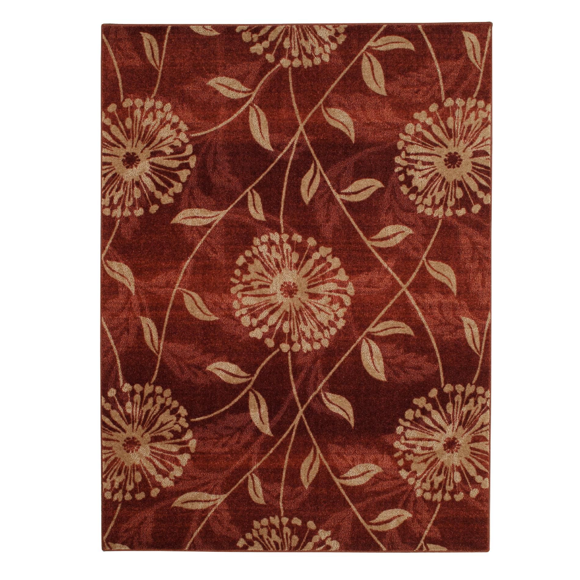 Jaclyn Smith Flowers and Leaves Rug - Red 5' x 8' at Kmart.com