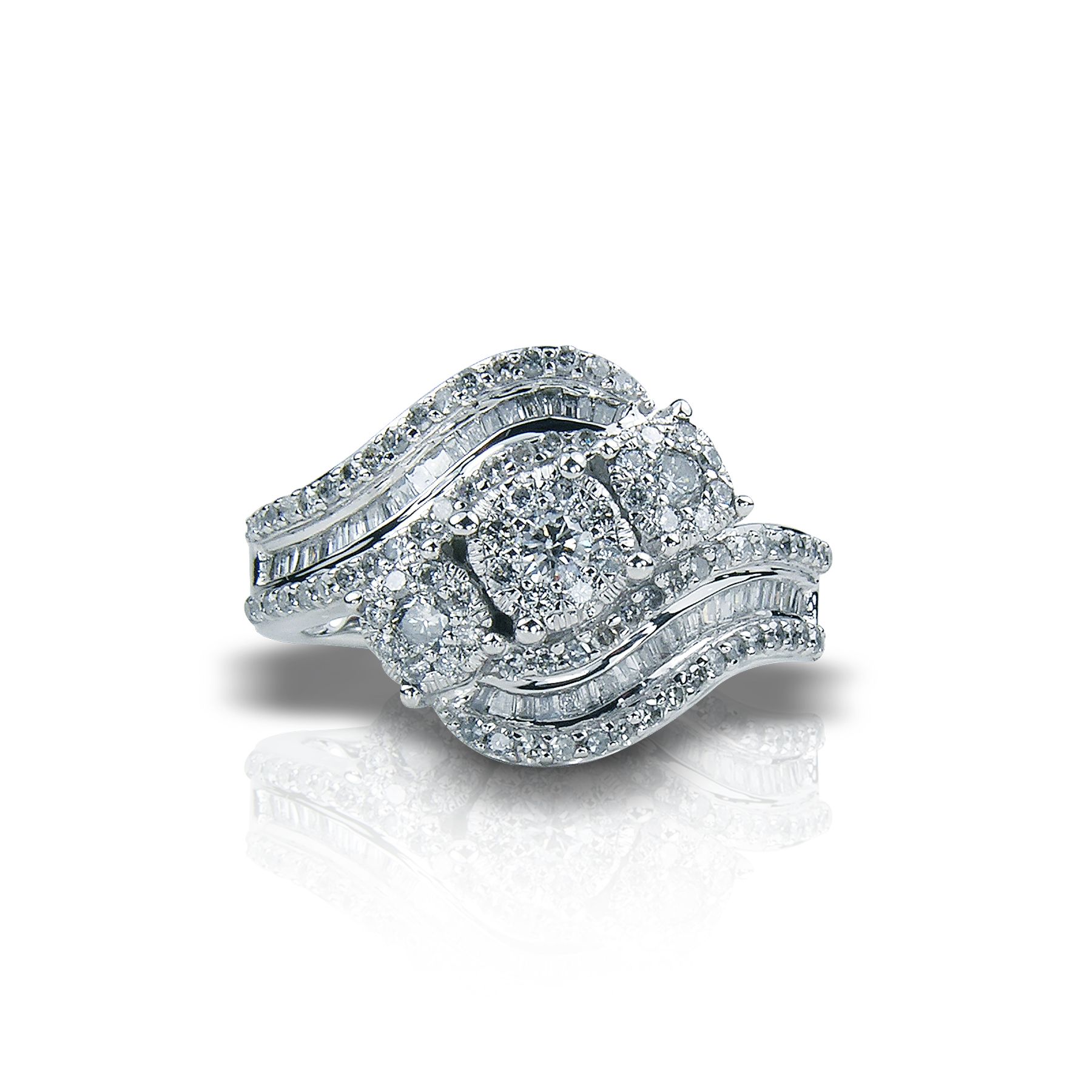 1cttw Round Certified Diamond Bridal Set 10k White Gold Ring