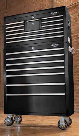 Viper Tool Storage Black 33-Inch 17 Drawer 18G Heavy-Duty Ball Bearing 2 Piece Tool Storage