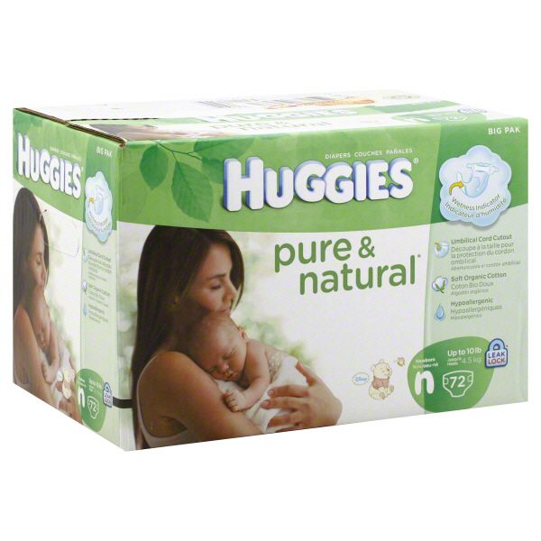 Huggies Pure & Natural, Diapers, Newborn (Up to 10 lb), Disney Winnie the Pooh, Big Pak, 72 diapers at Kmart.com