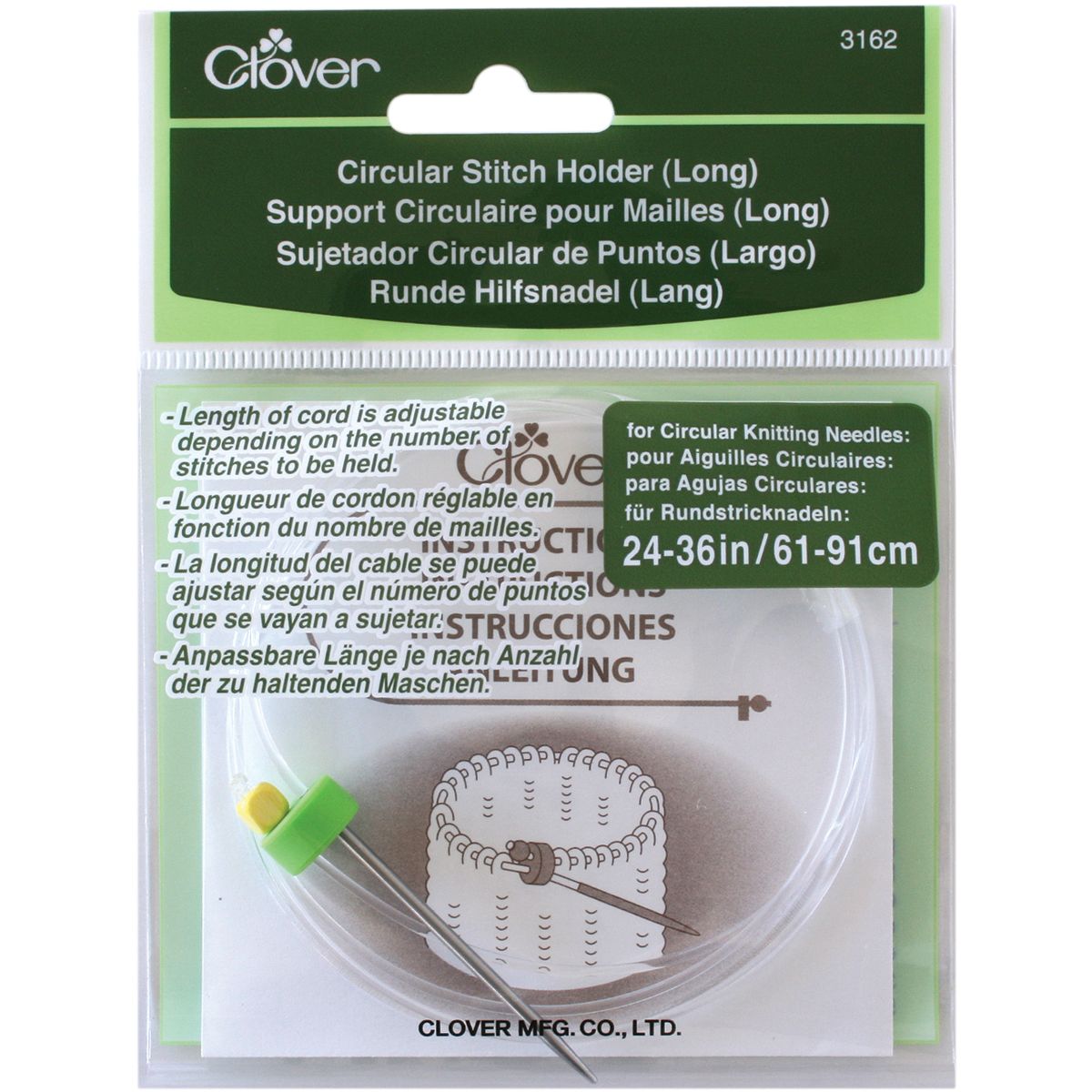 Clover Circular Stitch Holder Long- Silver Clover Circular Stitch Holder Long- Silver