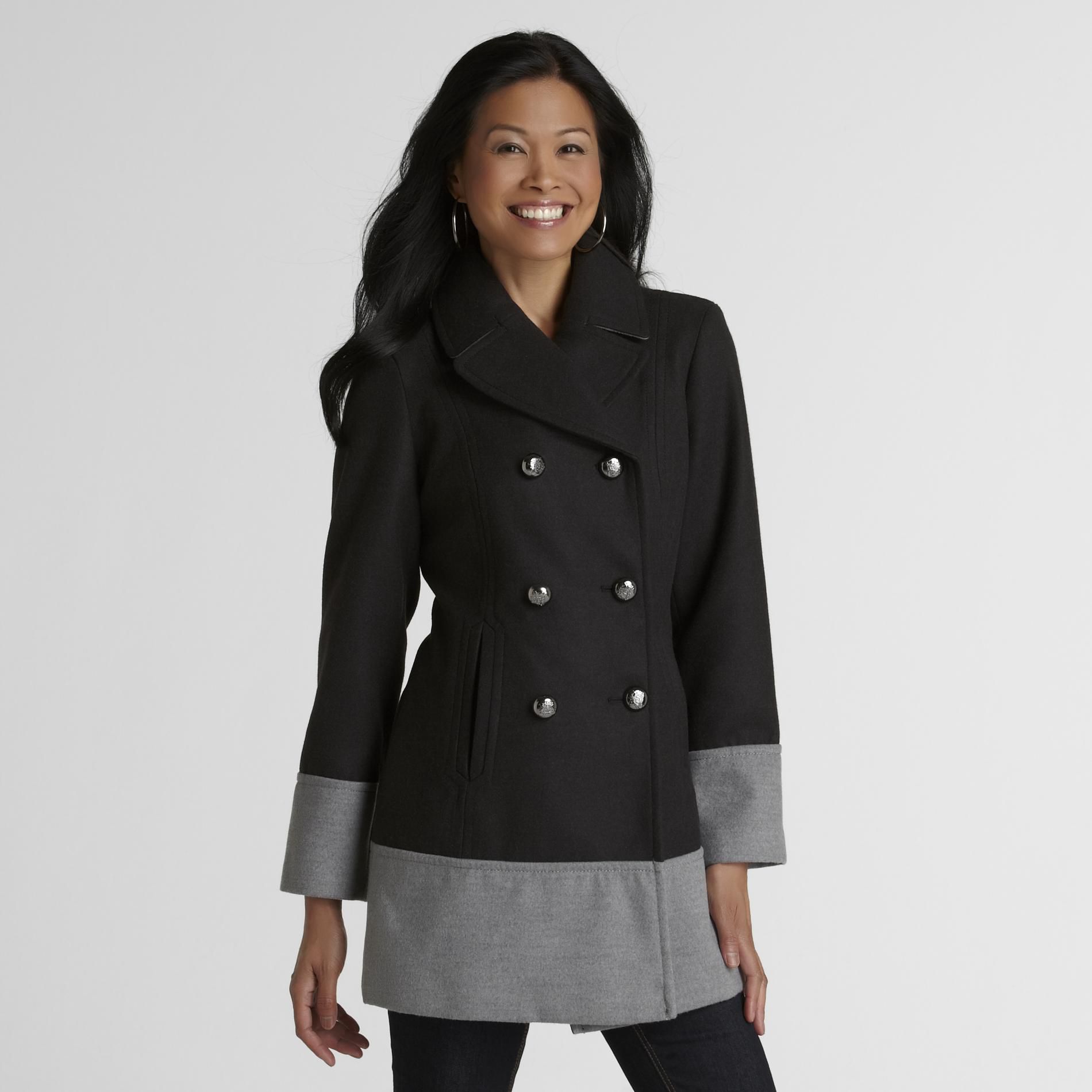 Jaclyn Smith Women's Felt Peacoat - Colorblock at Kmart.com
