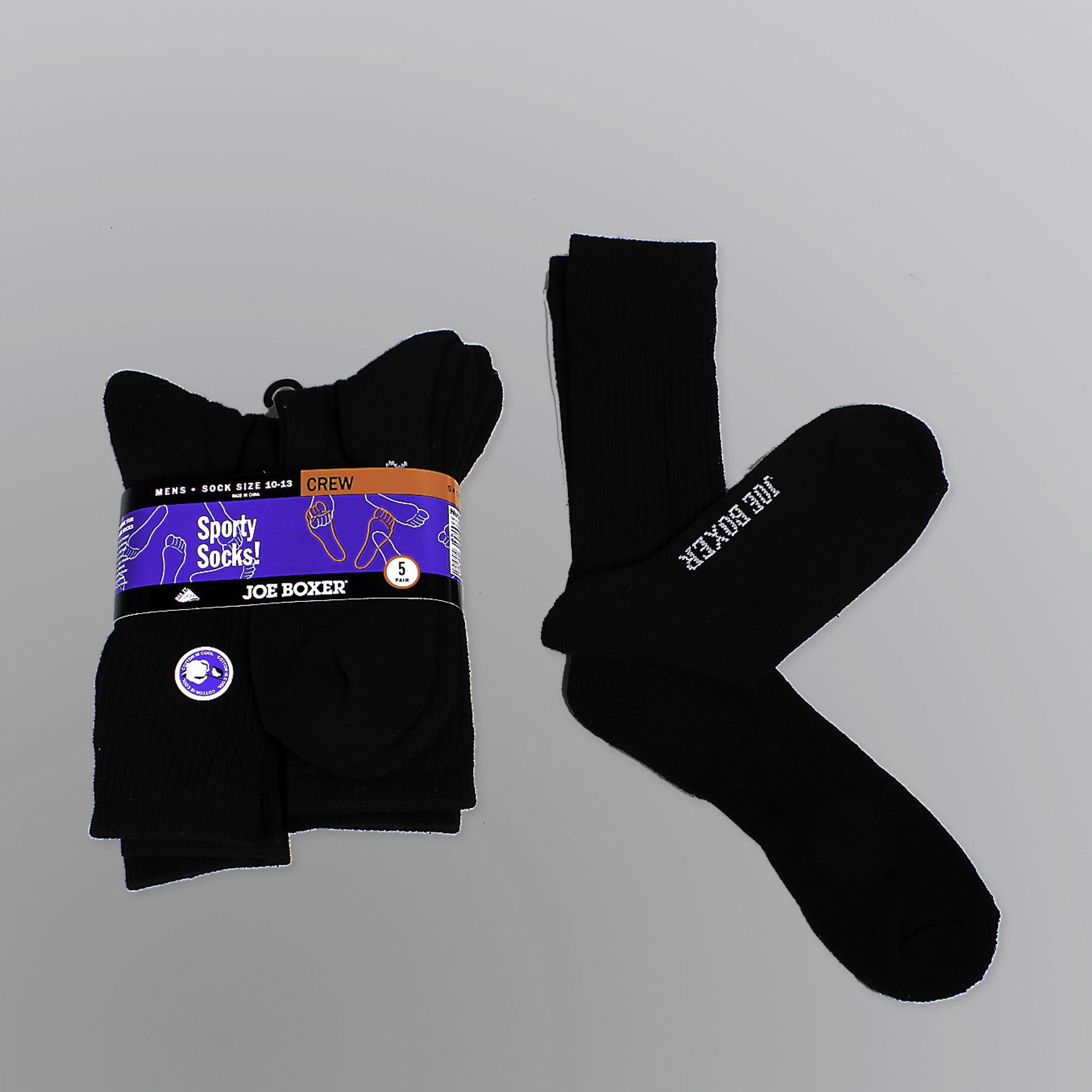Joe Boxer Men’s Socks 5pk Crew Sport Black at Kmart.com