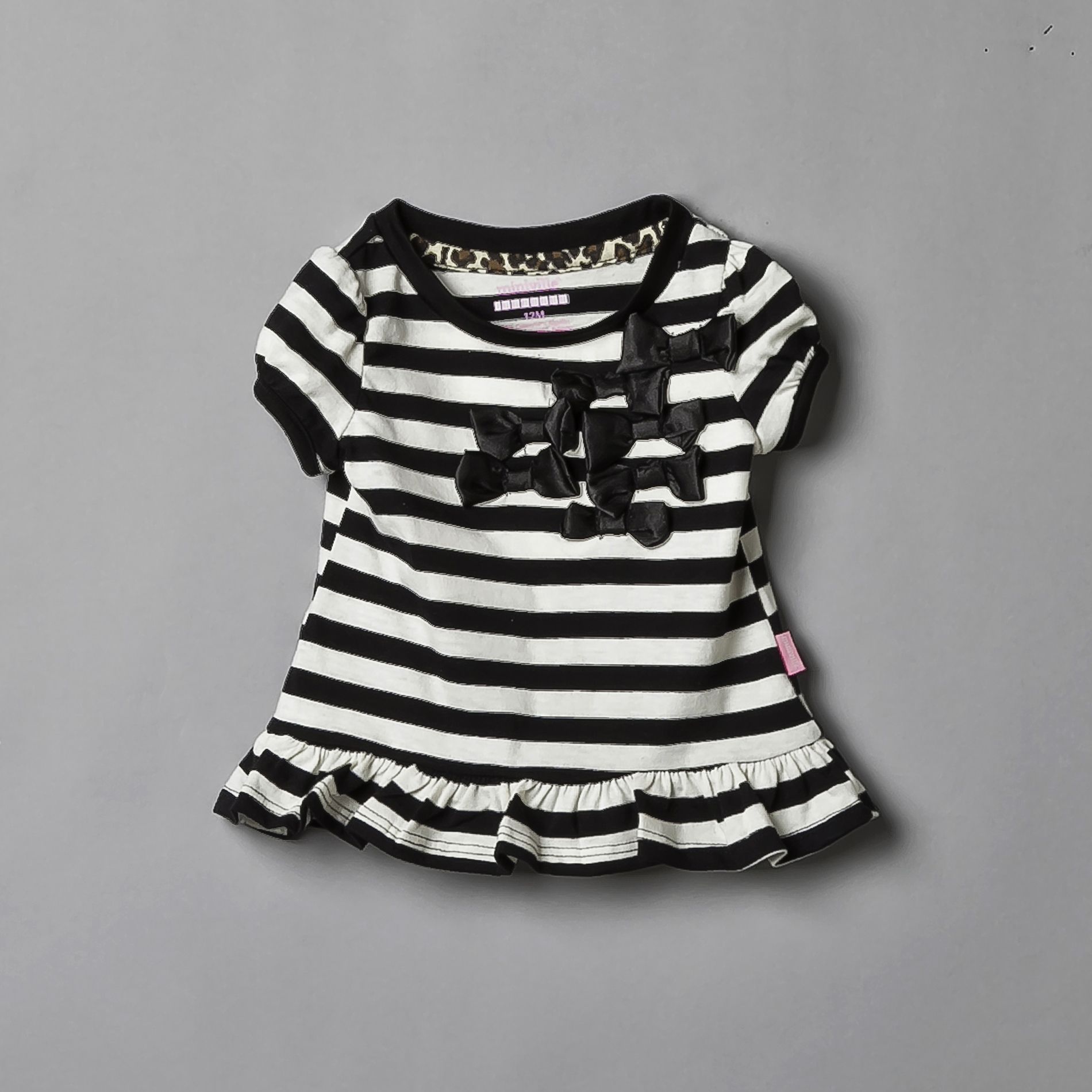 Miniville Girl’s Infant Top Short Sleeve Ruffed Multi-bows Black/White at Kmart.com