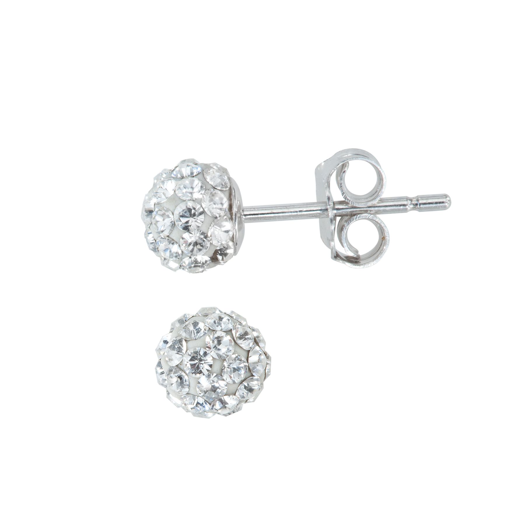 Sterling Silver Clear Crystal Ball Button Stud Earrings at Kmart.com
