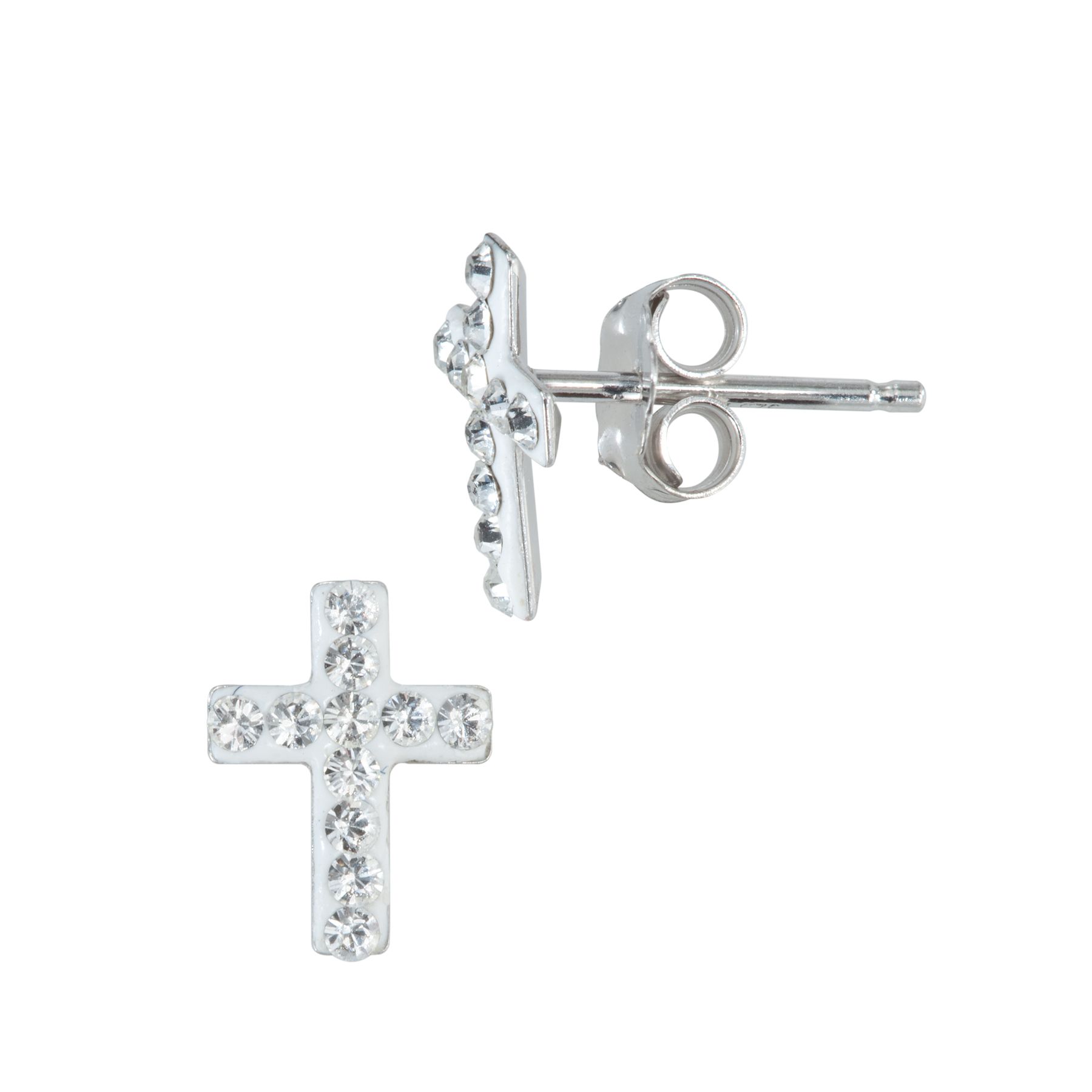 Sterling Silver Clear Crystal Cross Stud Earrings at Kmart.com