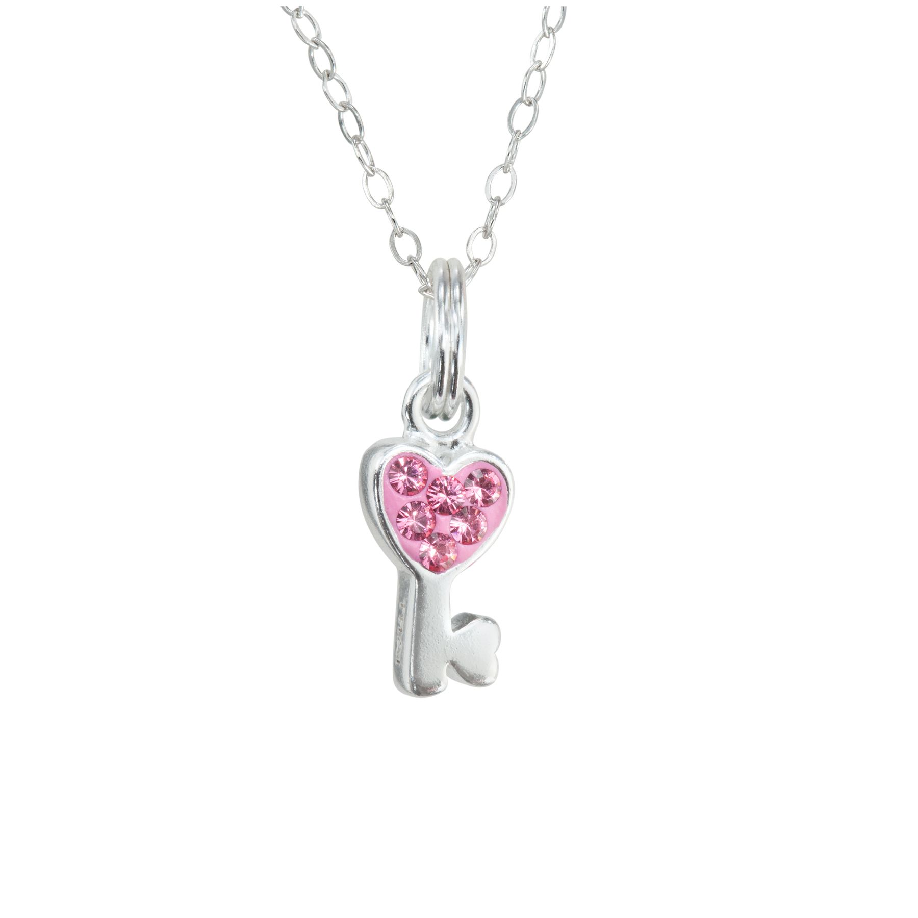Sterling Silver Pink Crystal Heart Key Pendant at Kmart.com
