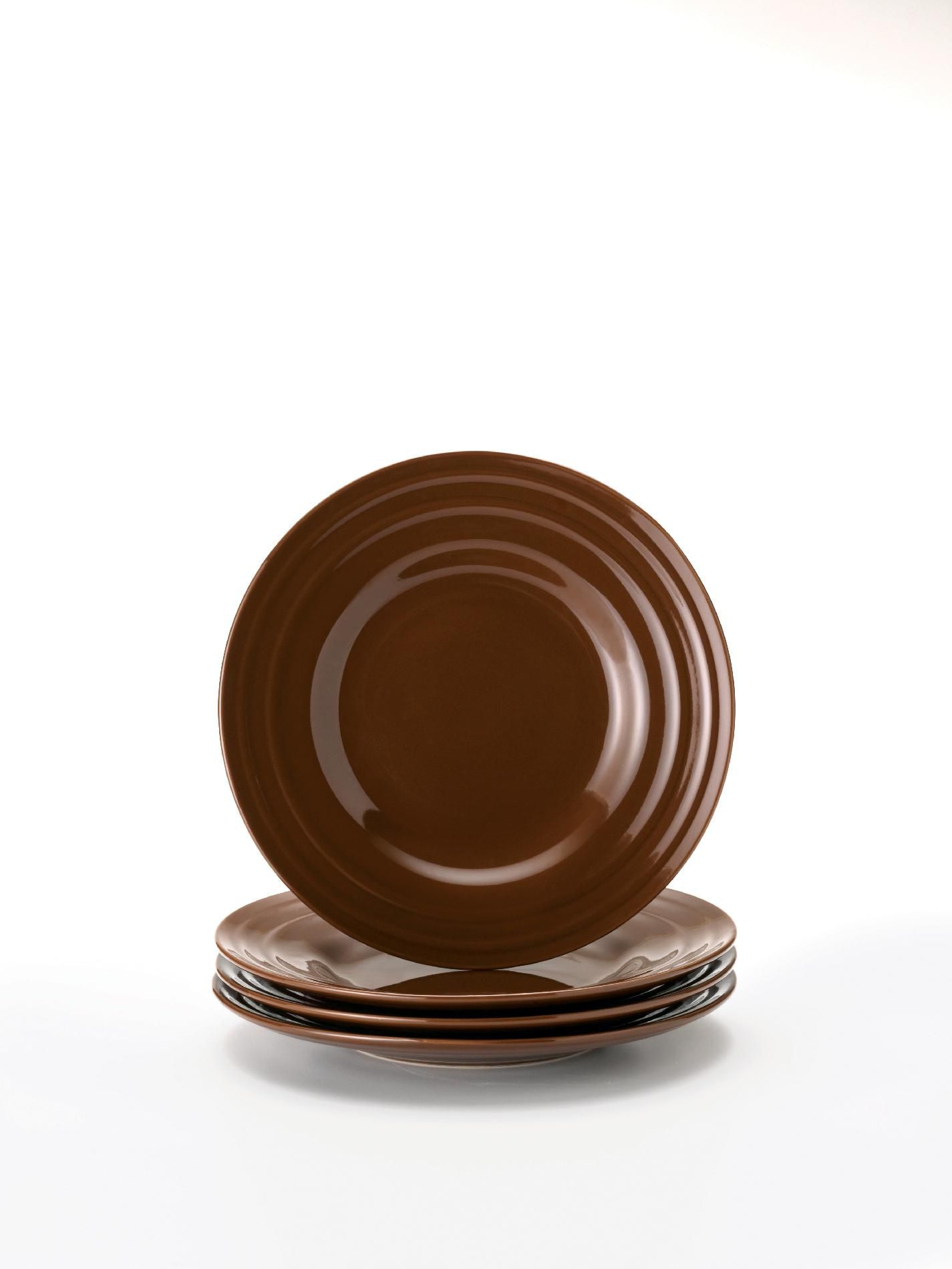 Rachael Ray Dinnerware, Double Ridge 4-Piece Salad Plate Set, Brown, 8-Inch at Sears.com