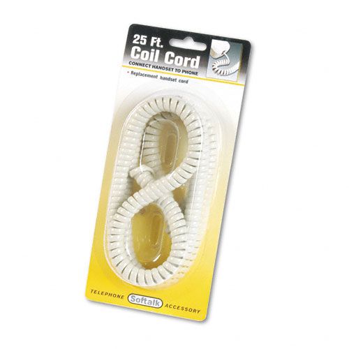 Softalk Coiled Phone Cord, 25ft, Ash