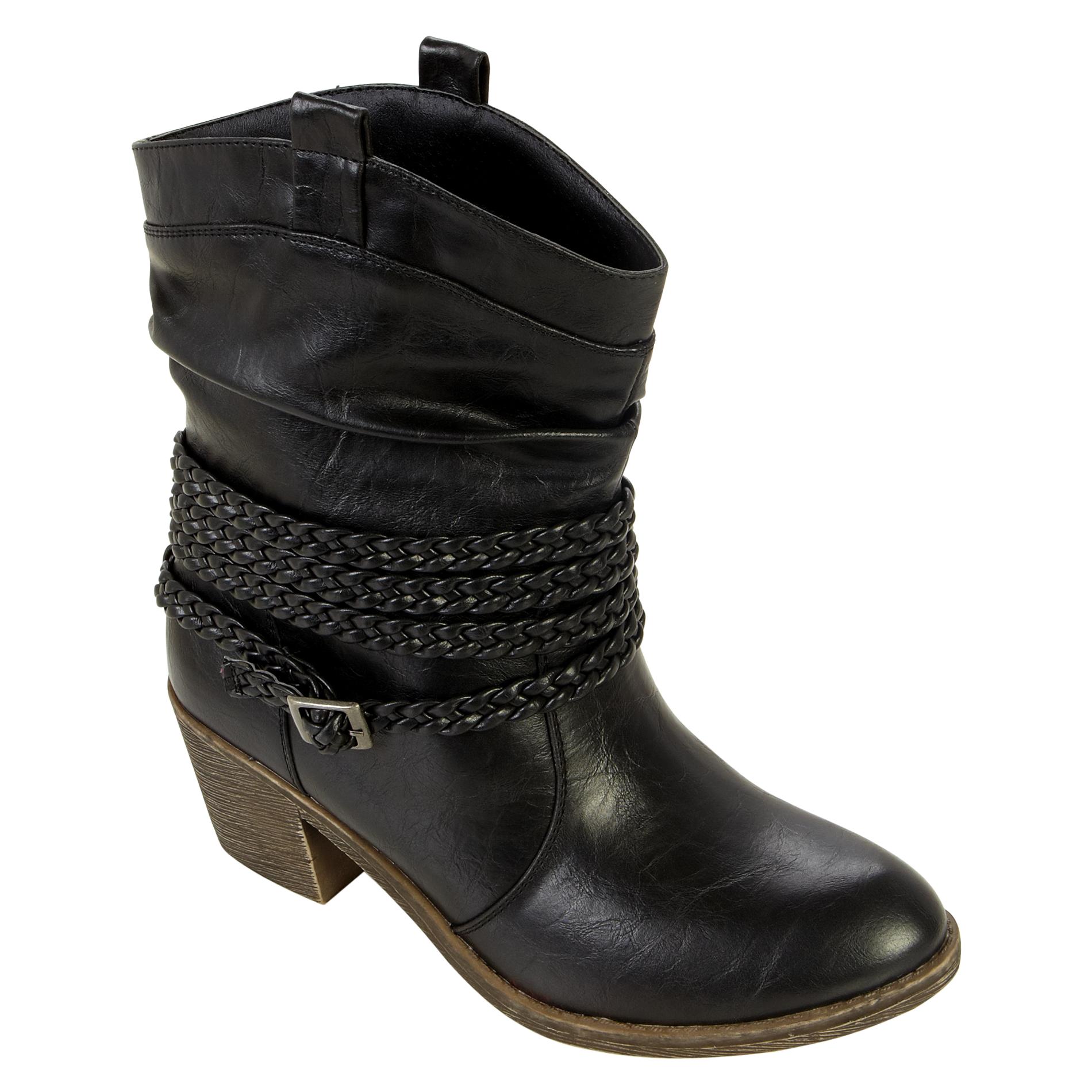 Bongo Women&#39;s Addy Short Western Boot with Braid - Black - Shoes - Women&#39;s Shoes - Women&#39;s Boots