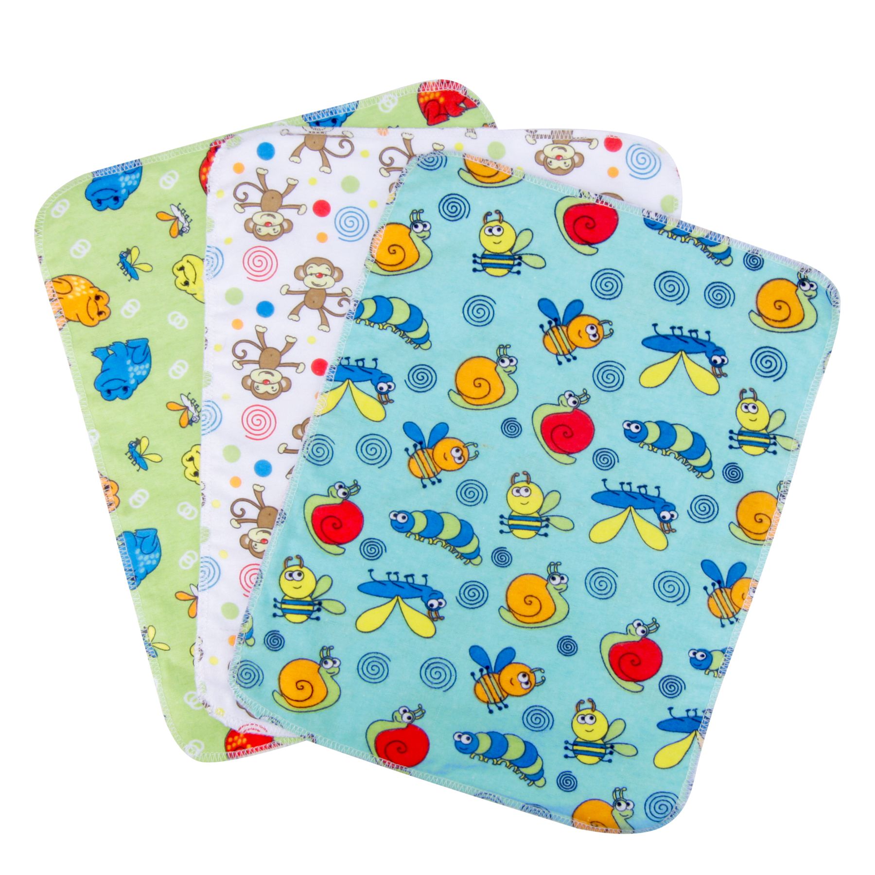Trend-Lab 3 Pk Flannel Burp Cloth Set - Bugs, Monkey, Frogs at Kmart.com