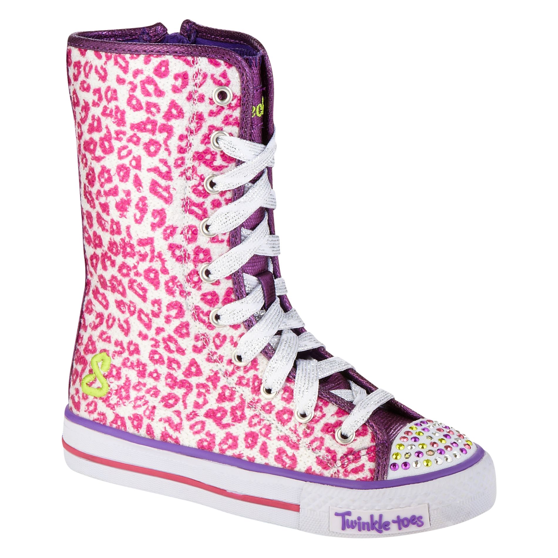 Skechers Girl's Twinkle Toes Shuffles Notorious Hi Top Fashion Sneaker- Pink