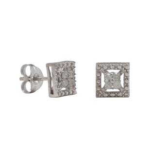 Sterling silver square diamond earrings clearance