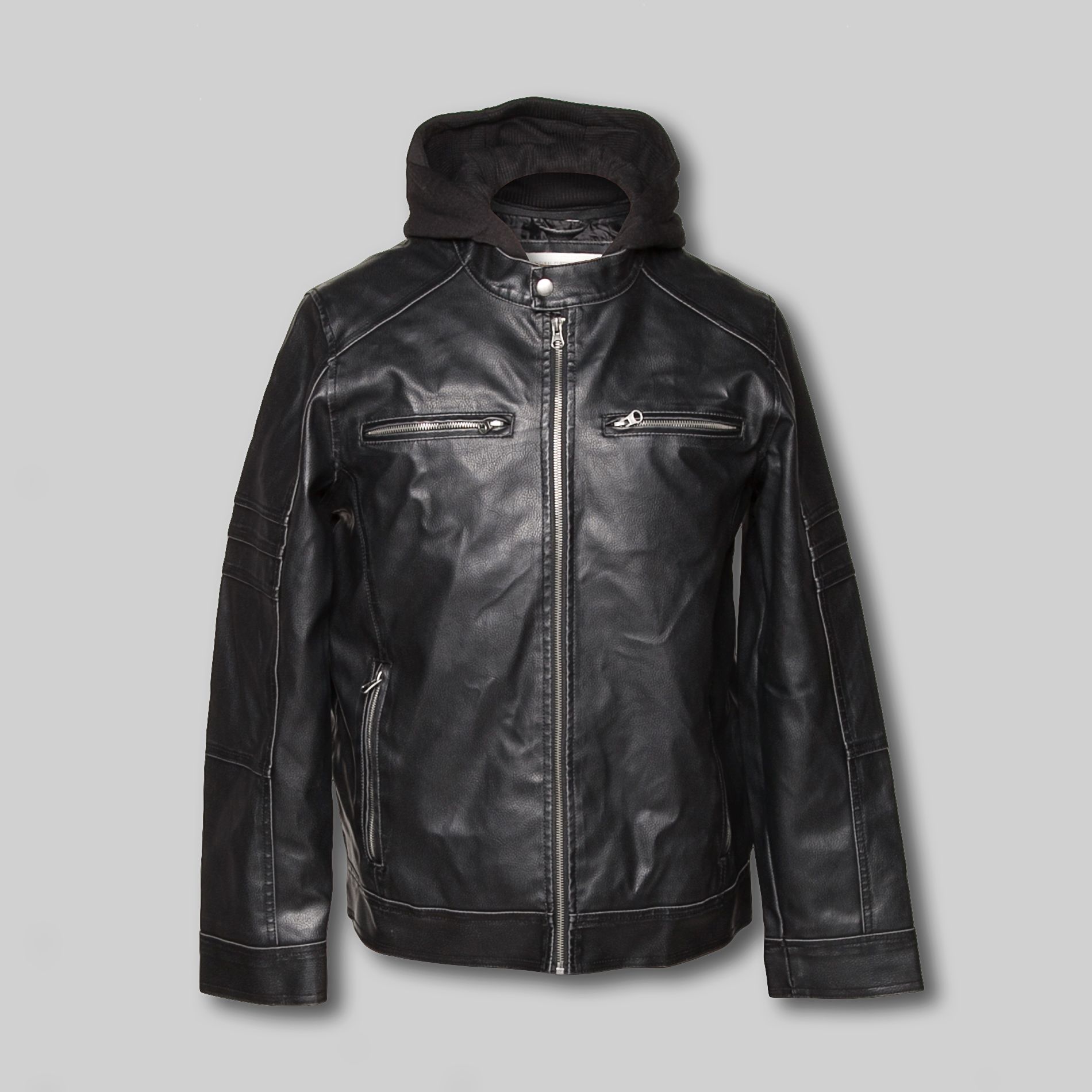 Route 66 Men’s Jacket Faux Leather Hooded - Black at Kmart.com