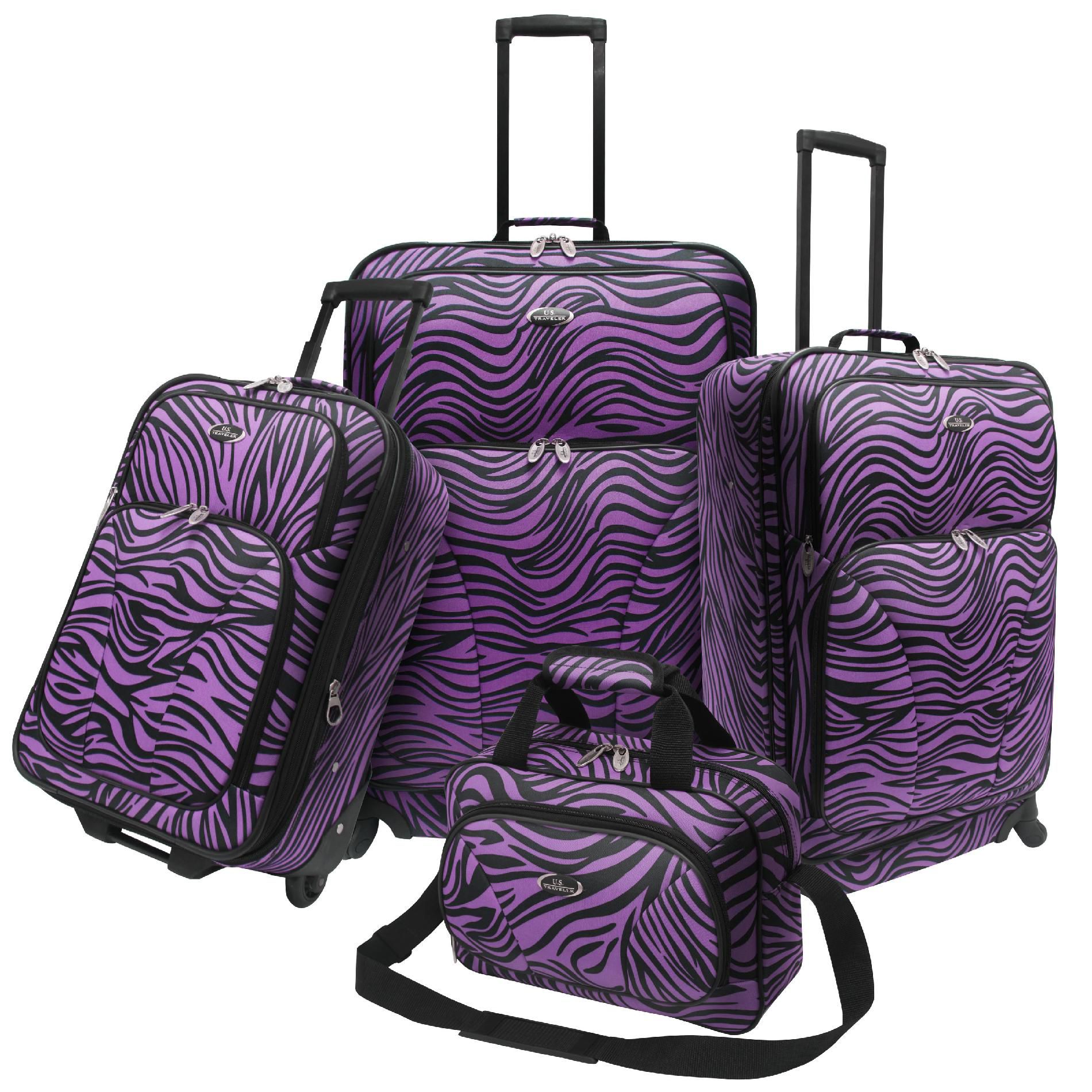 U.S. Traveler Fashion 4 piece Spinner Luggage Set, Purple Zebra Print at Sears.com