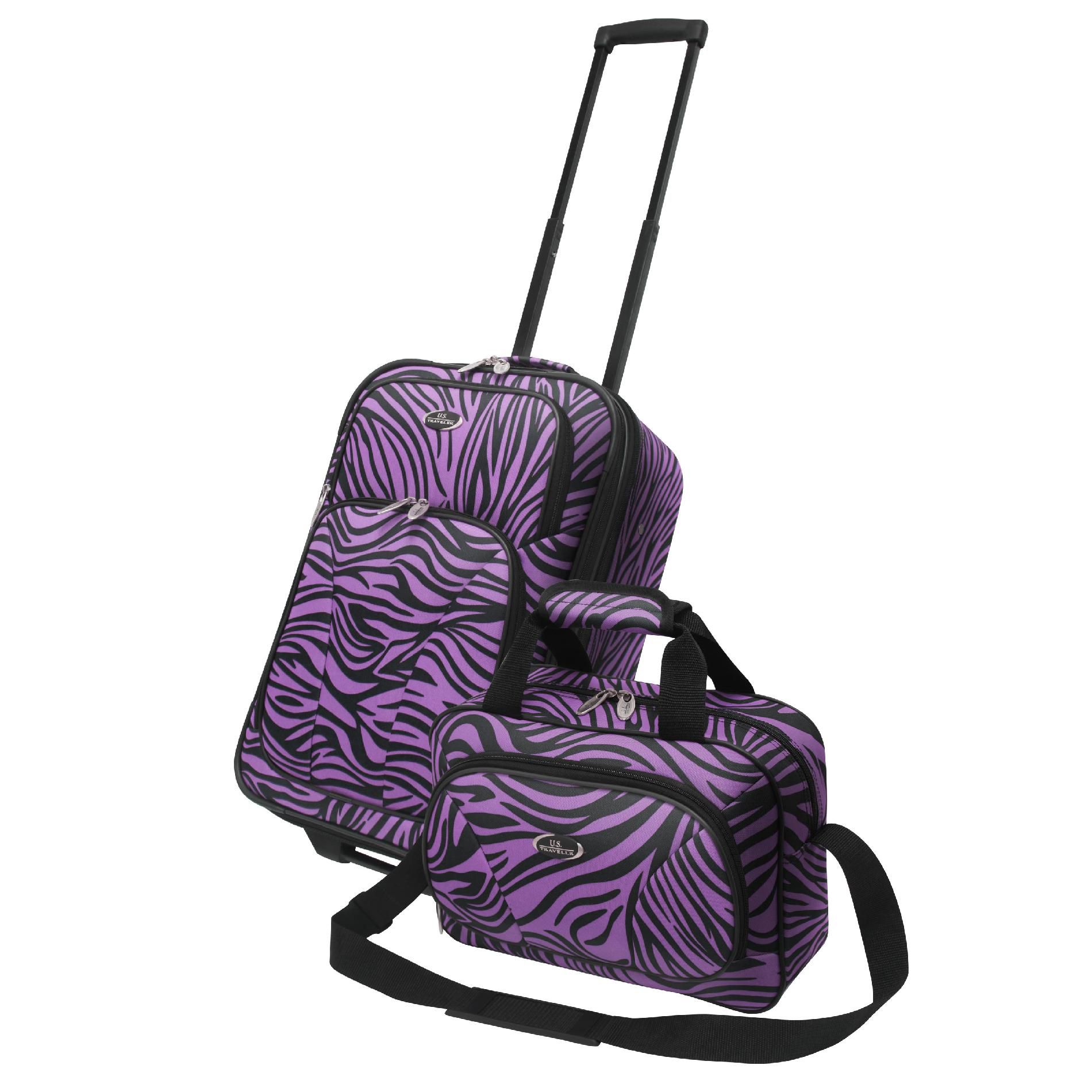 U.S. Traveler Fashion 2-piece Carry-On Luggage Set, Purple Zebra Print