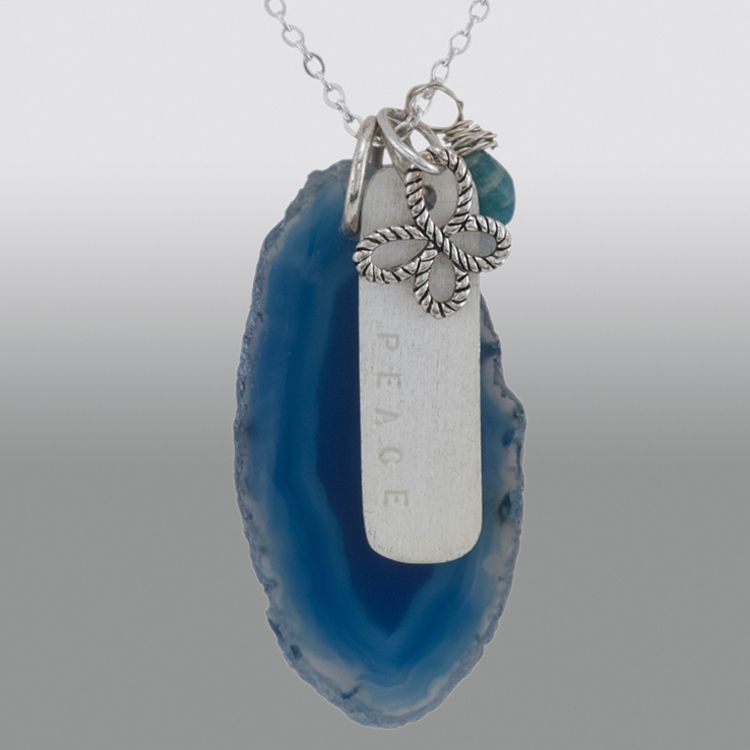 Sterling Silver Blue Agate "Peace" Pendant at Kmart.com