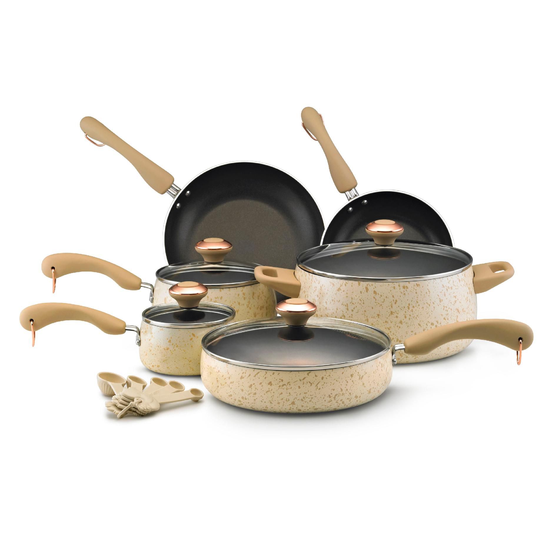Paula Deen Porcelain Nonstick 15 Piece Set- Oatmeal Speckle