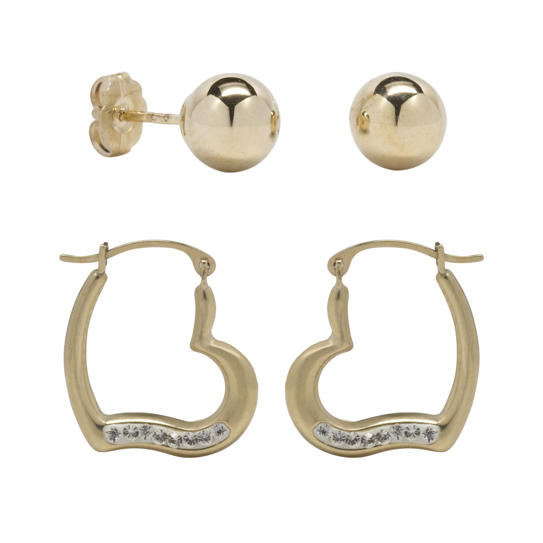 10k Yellow Gold Earring 2 Pair Set