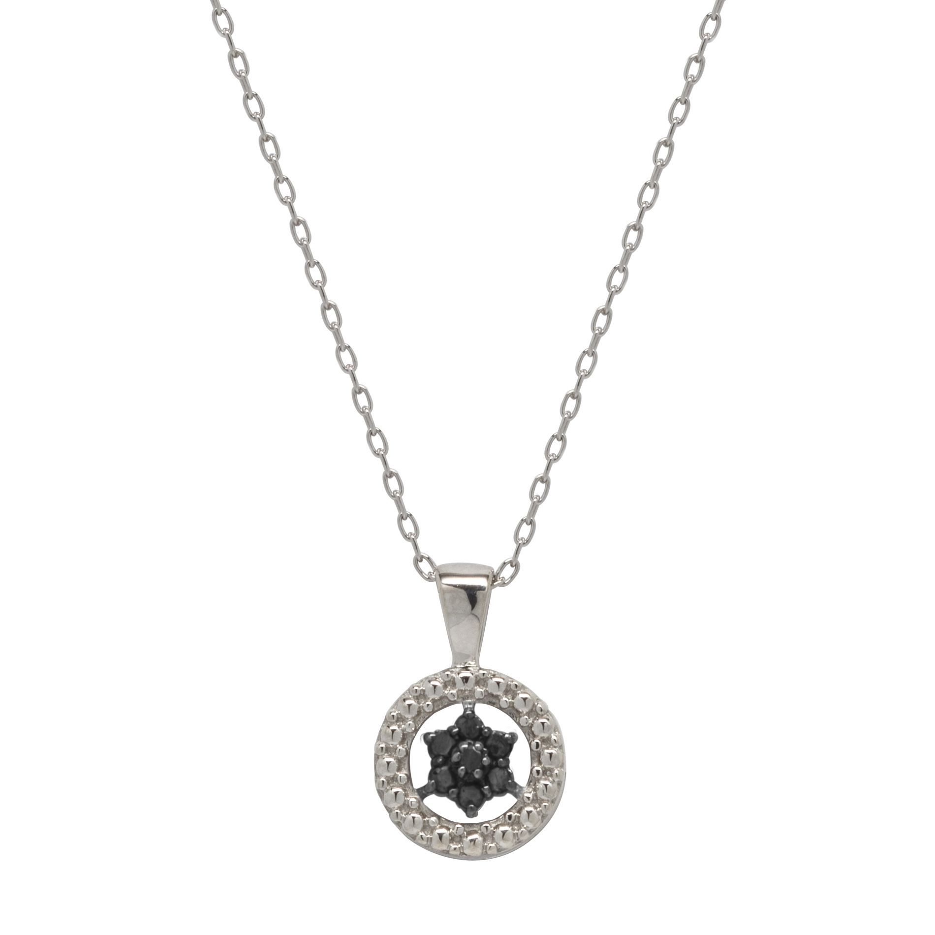 1/10cttw Black and White Round Diamond Pendant Sterling Silver at mygofer.com