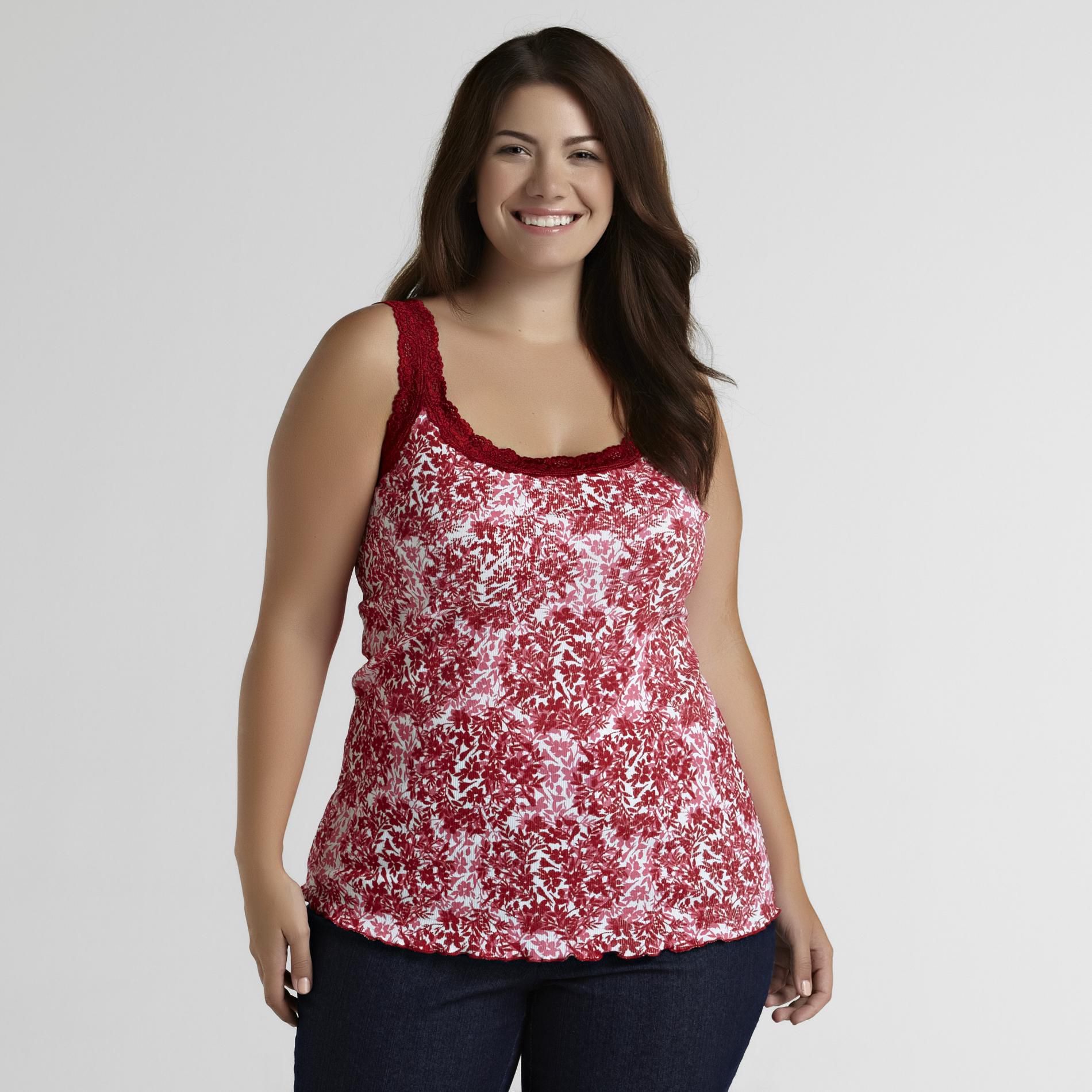 Women's Plus Tank Top - Lace Trim