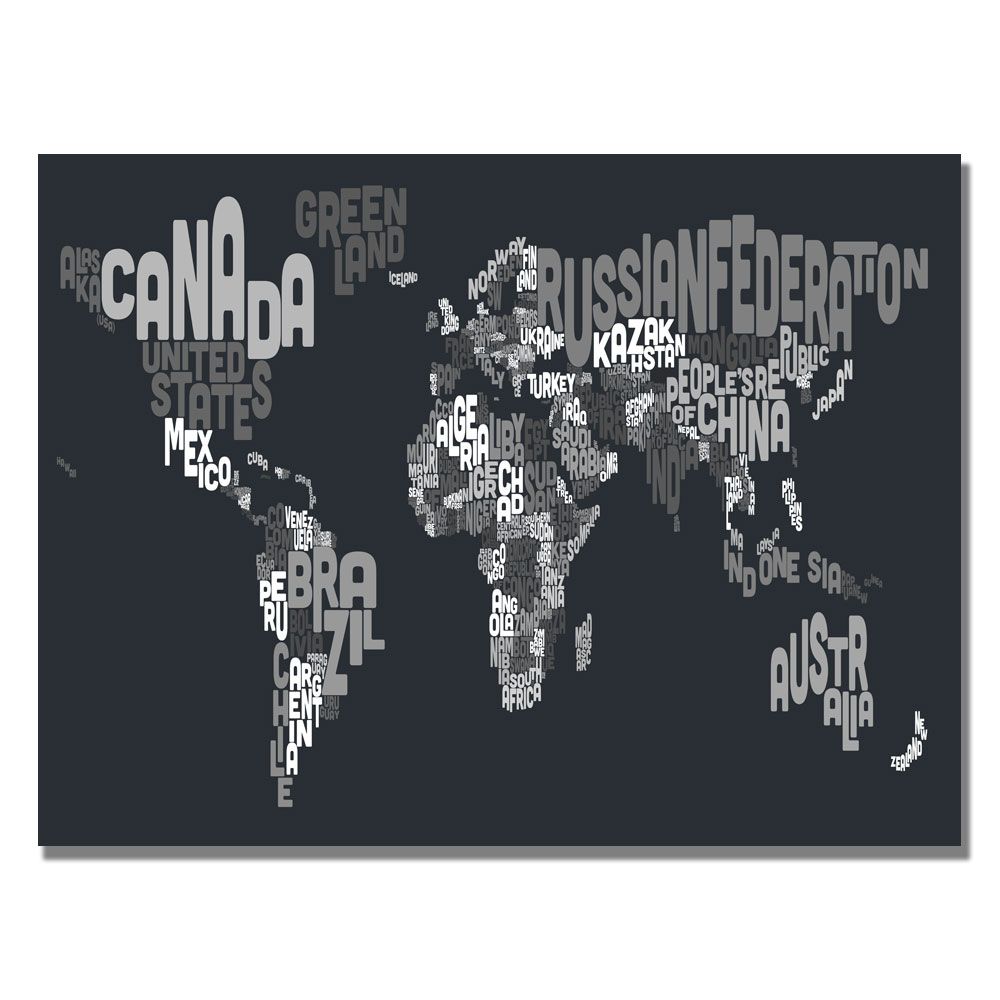 Font World Map VII by Michael Tompsett Wall Art