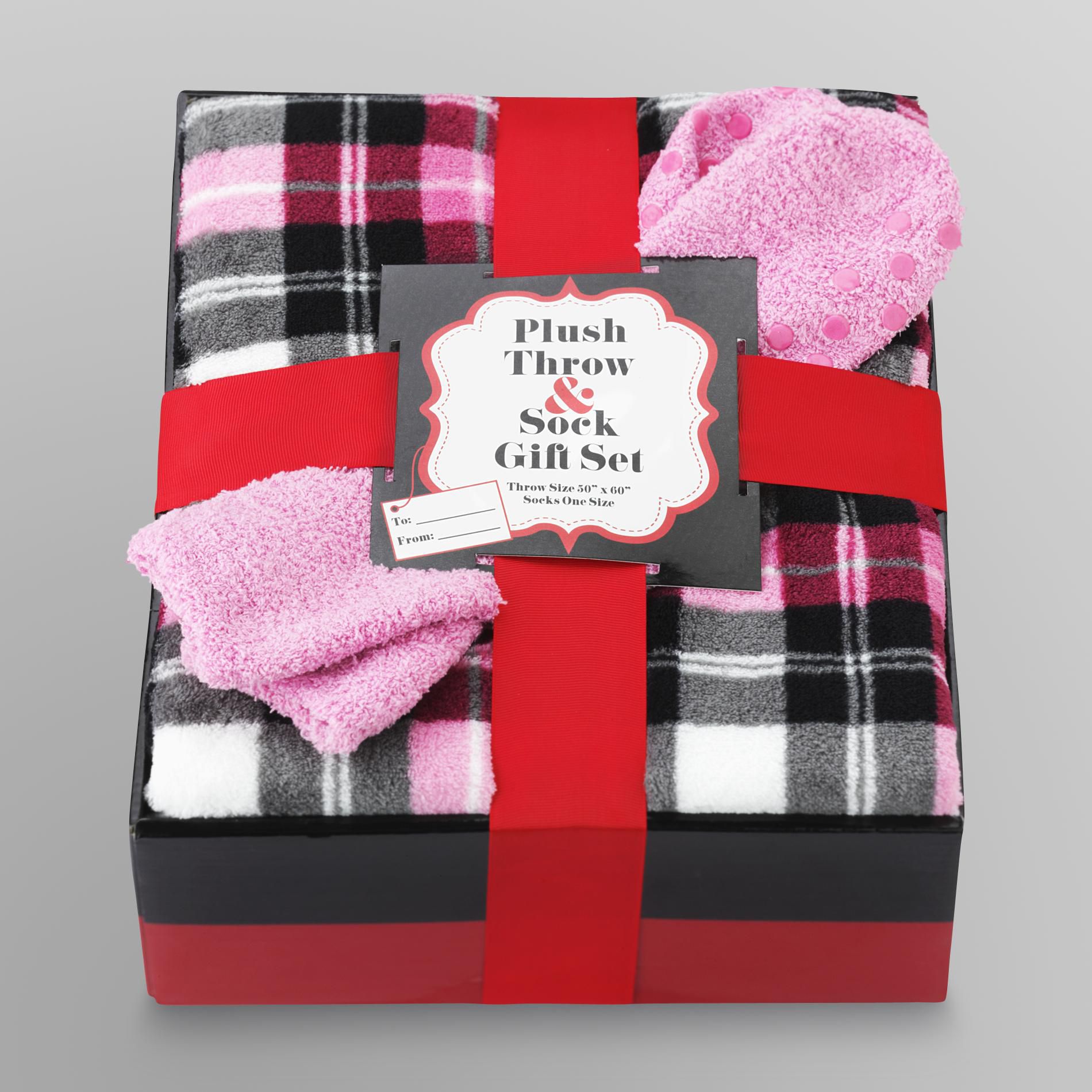Plush Throw Blanket & Sock Gift Set available in 6 patterns Shop