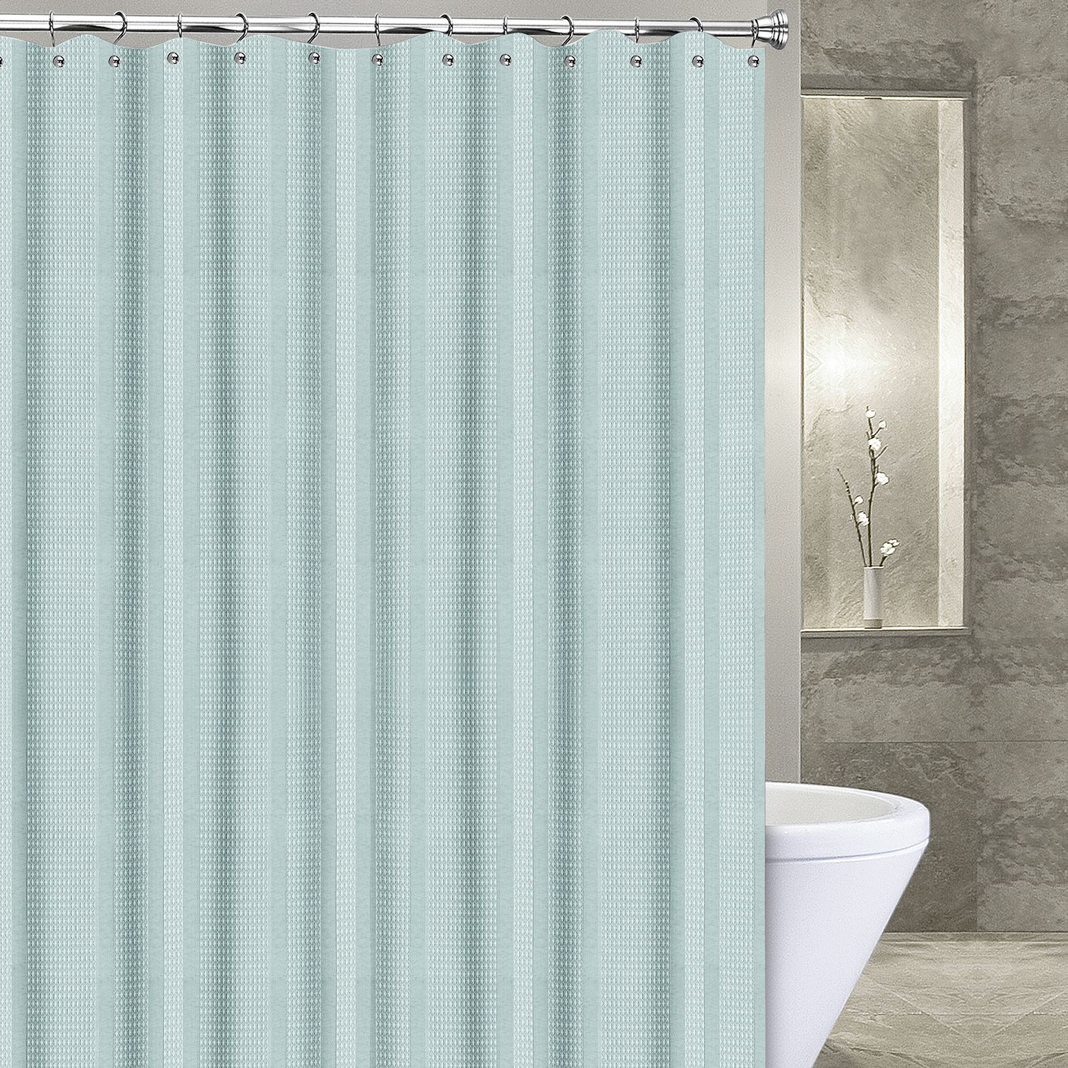 Popular Bath Products Waffle Stripe 6' X 6' Shower Curtain - available in ivory,mocha,pewter,seaglass,white & black