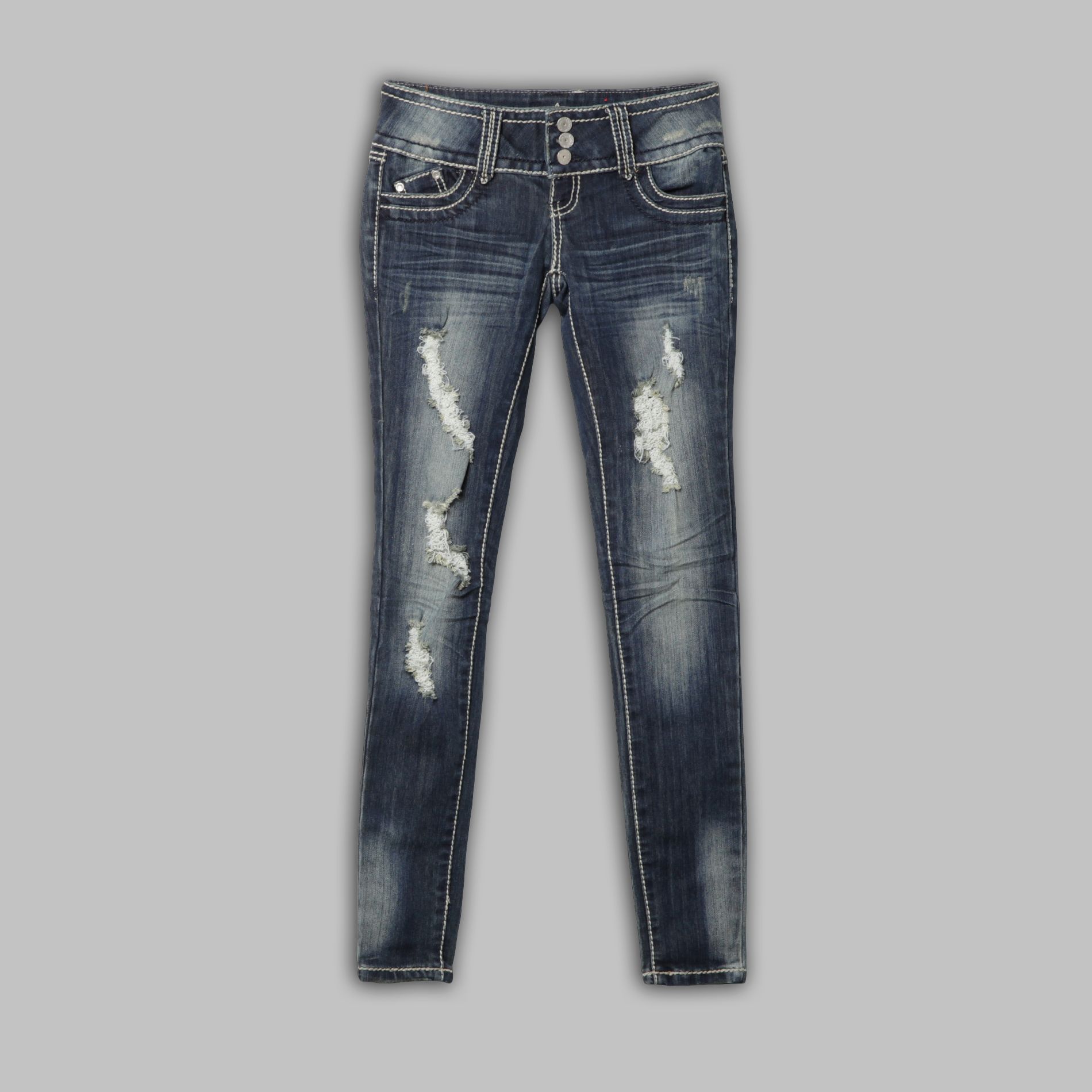 Almost Famous Junior’s Jeans Skinny Destruction Back Flap Blue at Sears.com