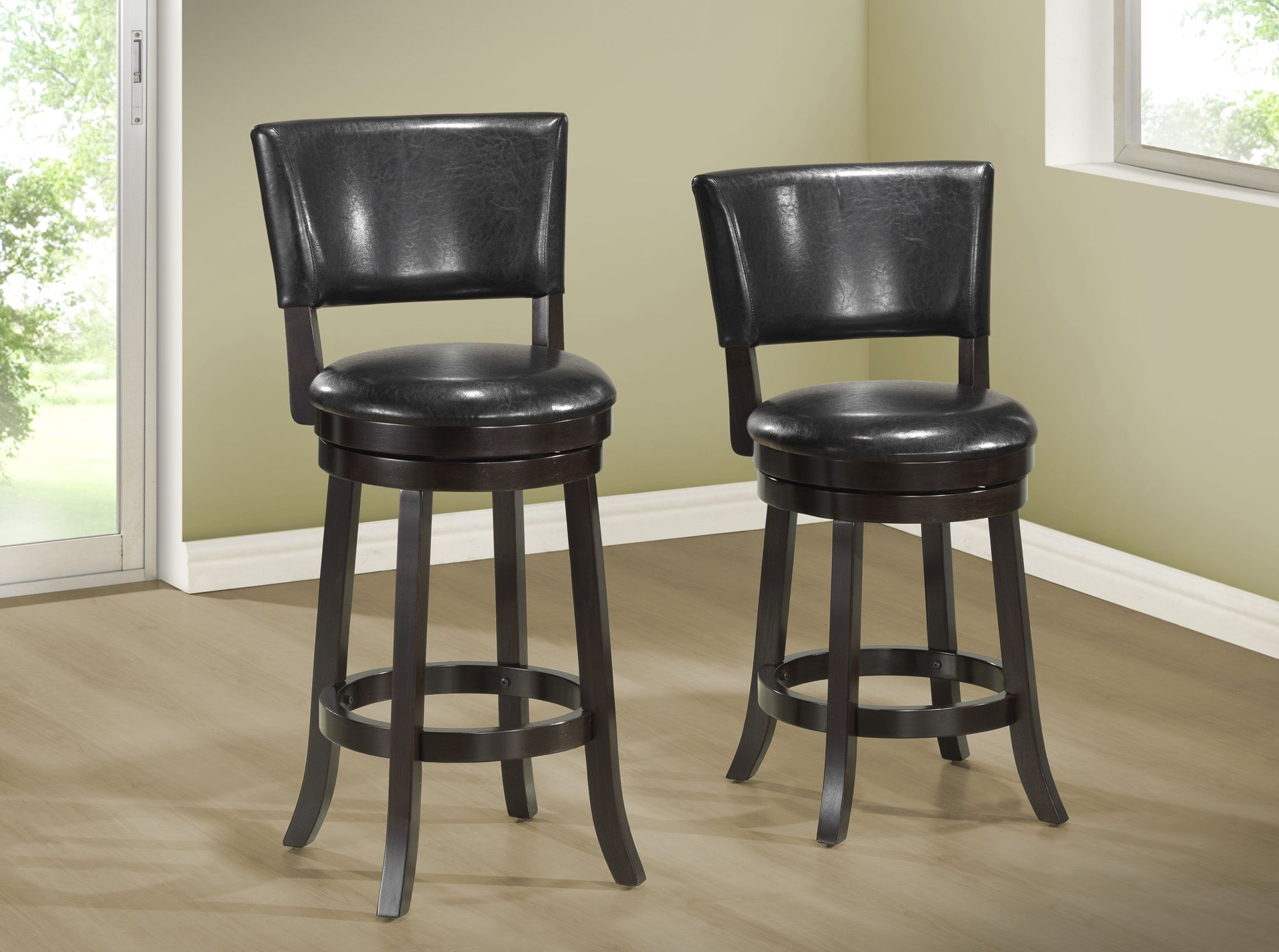 Monarch Set of 2 Black Swivel Barstools