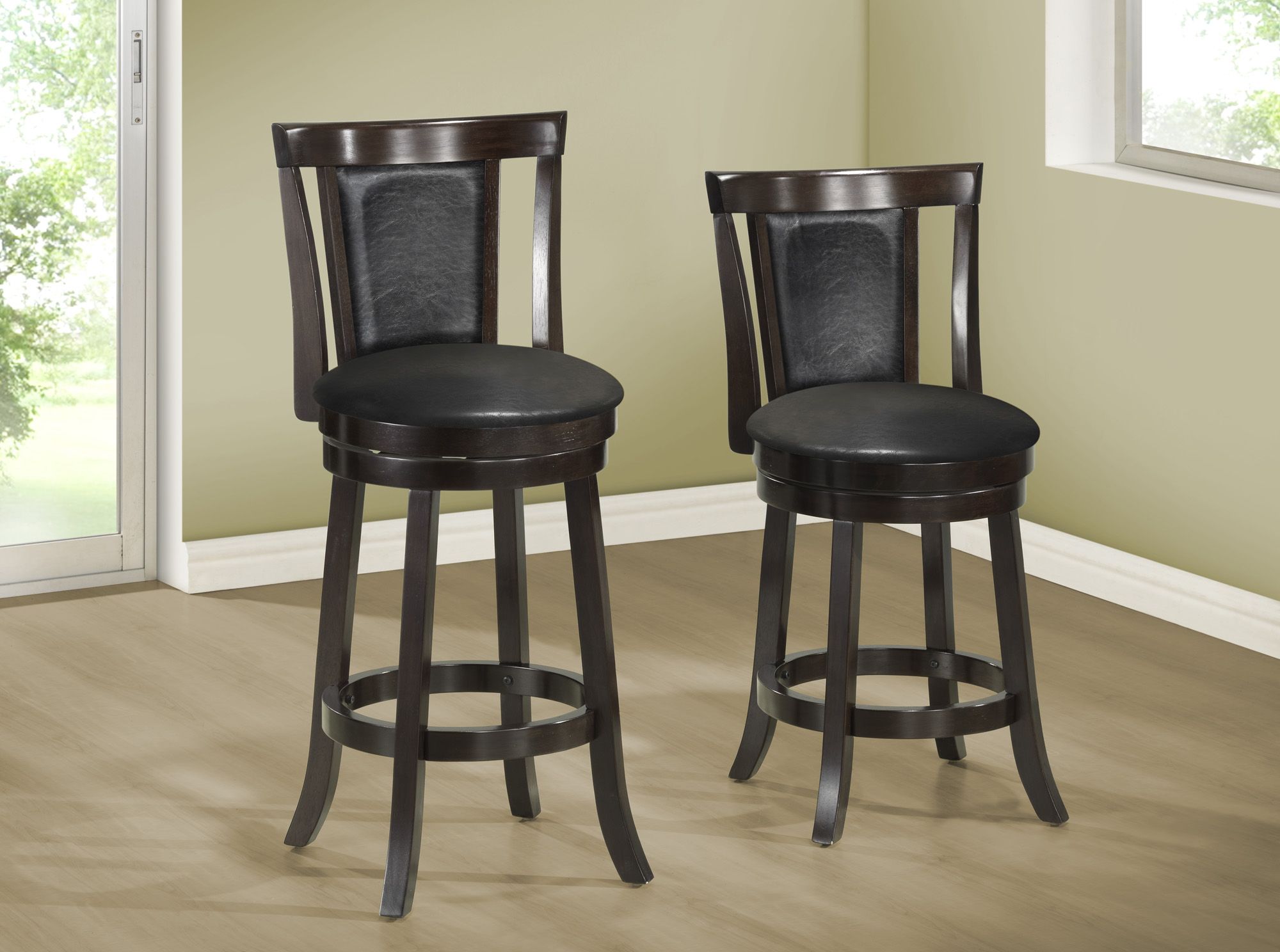 Monarch Set of 2 Black & Cappuccino Swivel Barstools