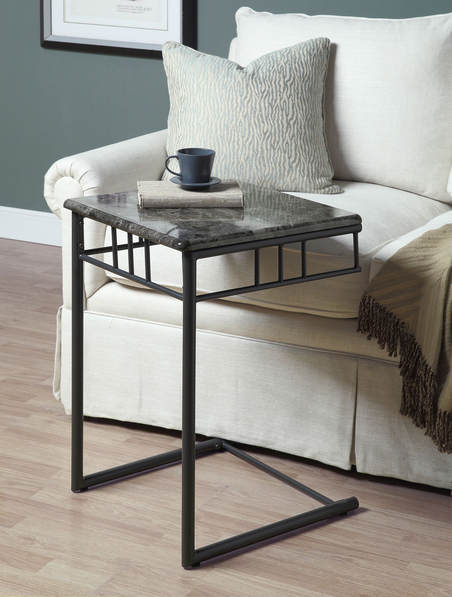 Monarch Grey Marble / Charcoal Metal Snack Table