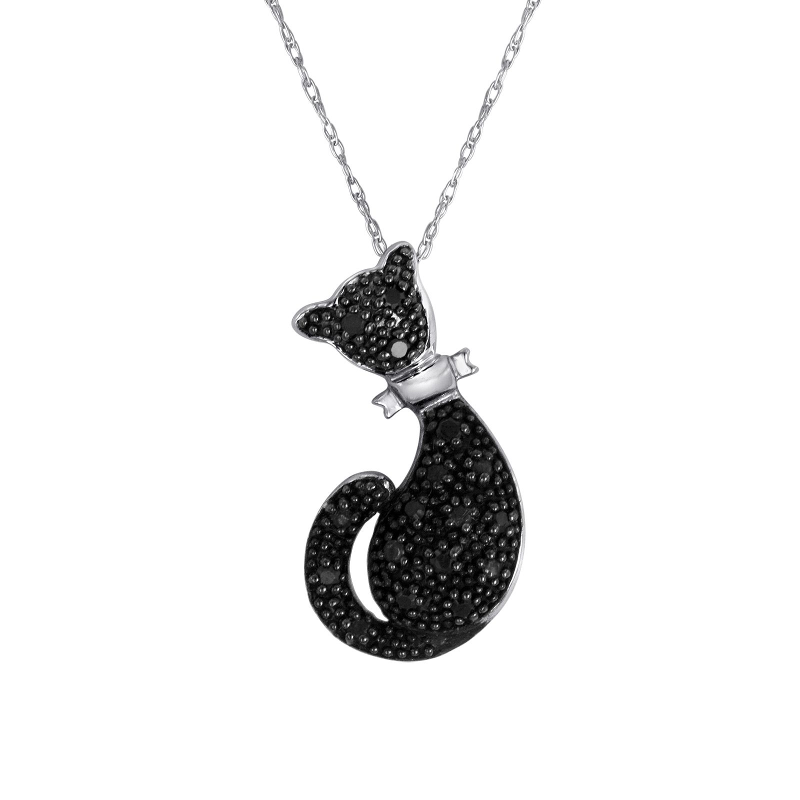 Diamond Collectibles 1/10 cttw Black Diamond 10k White Gold Cat Pendant at Kmart.com
