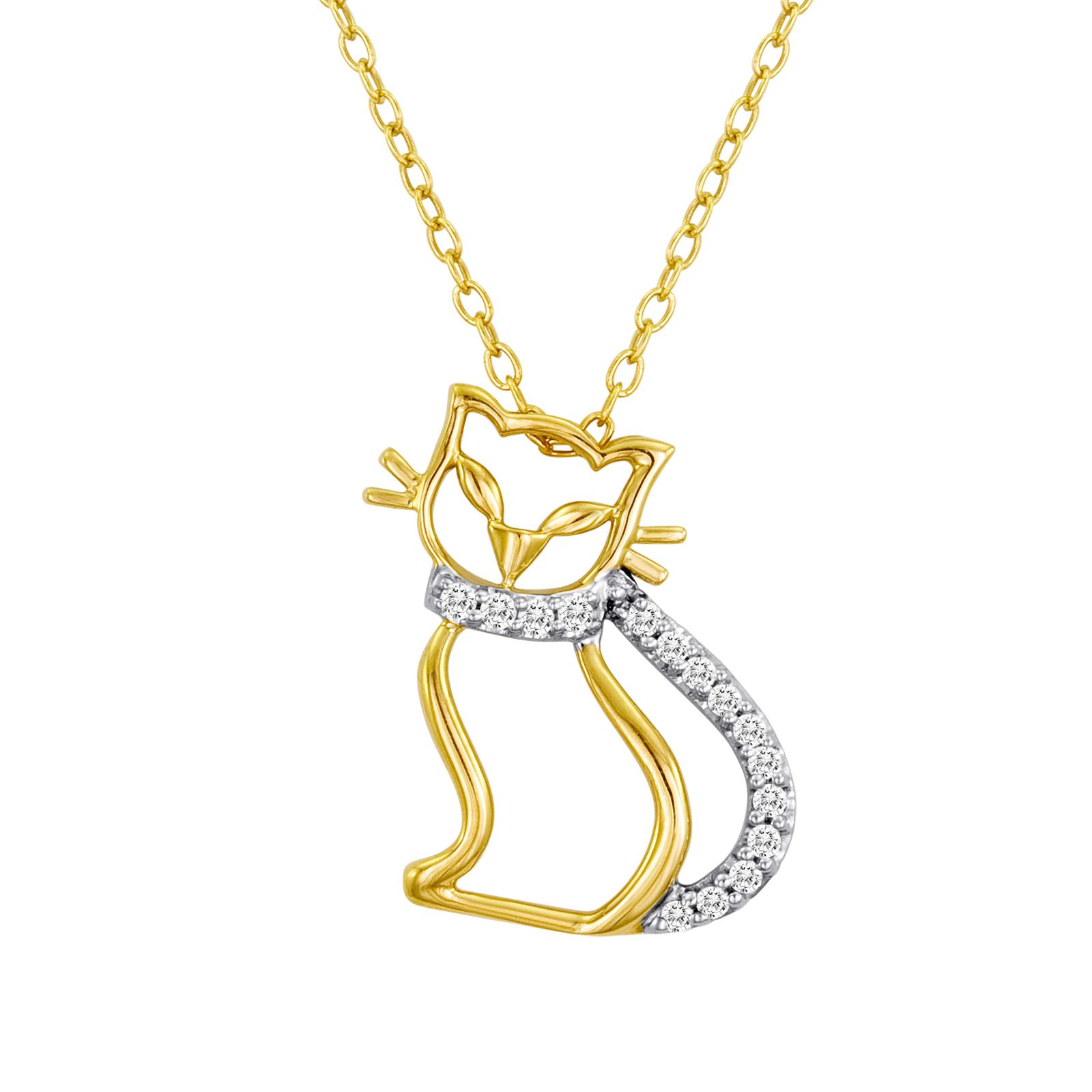 Diamond Collectibles 1/10 cttw Diamond 10k White and Yellow Gold Cat Pendant at Sears.com