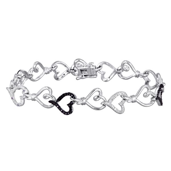 Knots of Love Sterling Silver 1/10 cttw Black and White Diamond Heart Bracelet at Kmart.com