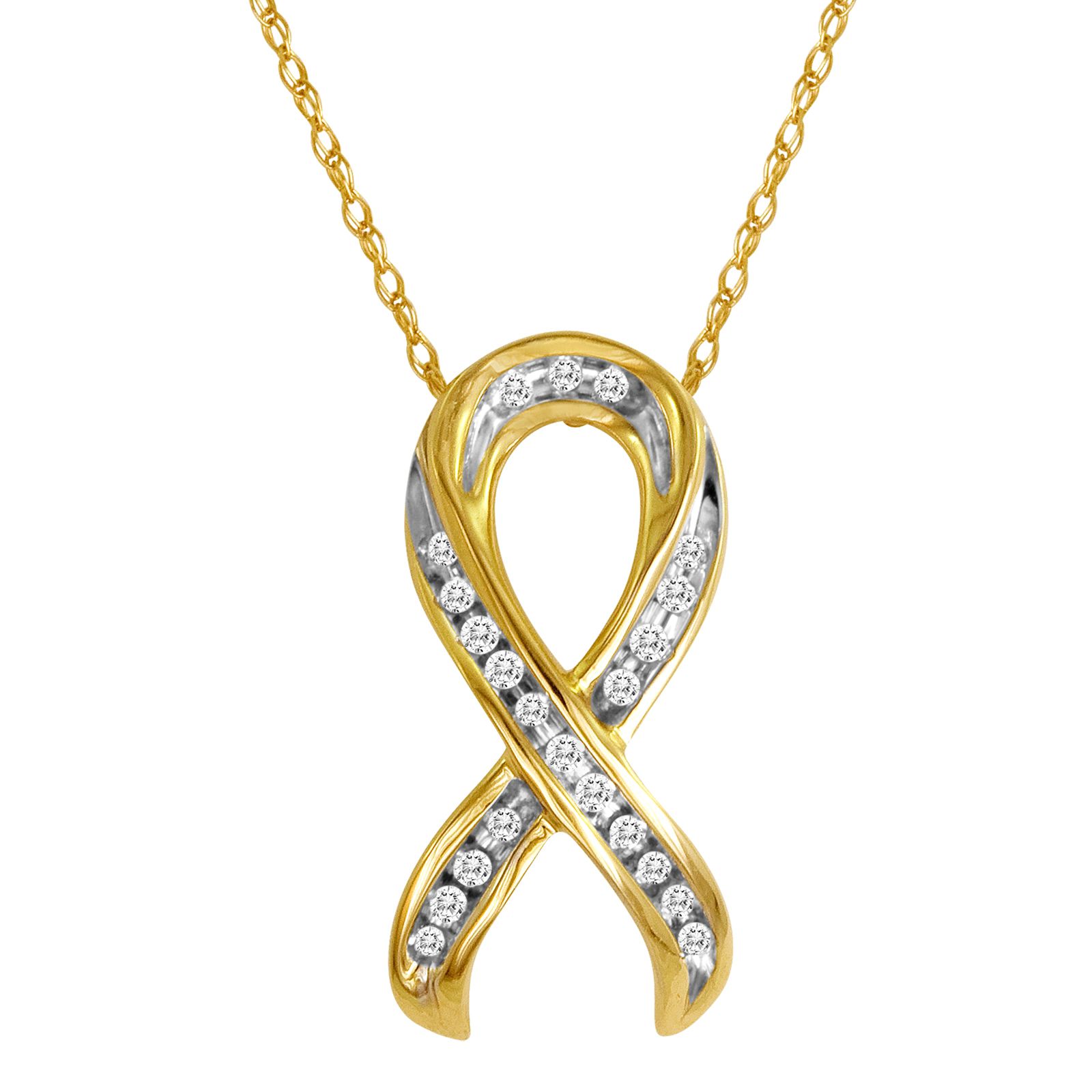 Diamond Collectibles 1/10 cttw Diamond 10k Yellow Gold Ribbon Pendant at Sears.com