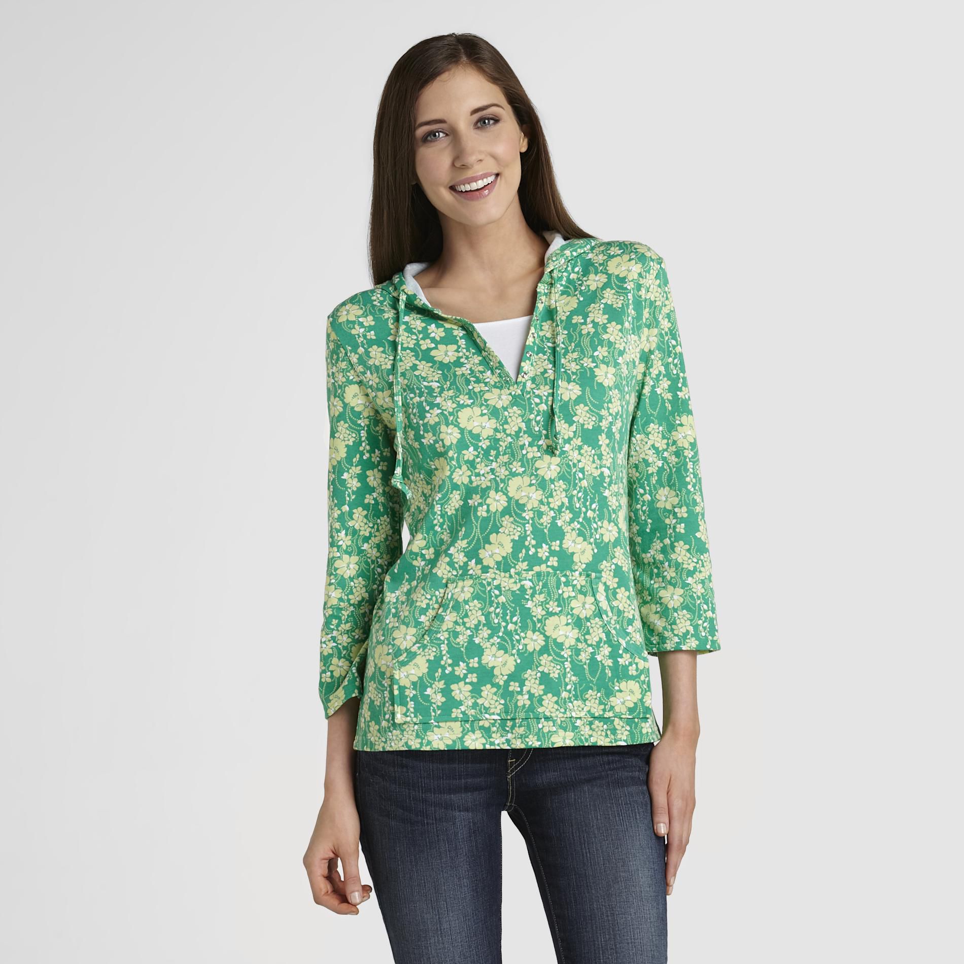 Basic Editions Women's Print Hooded Top at Kmart.com