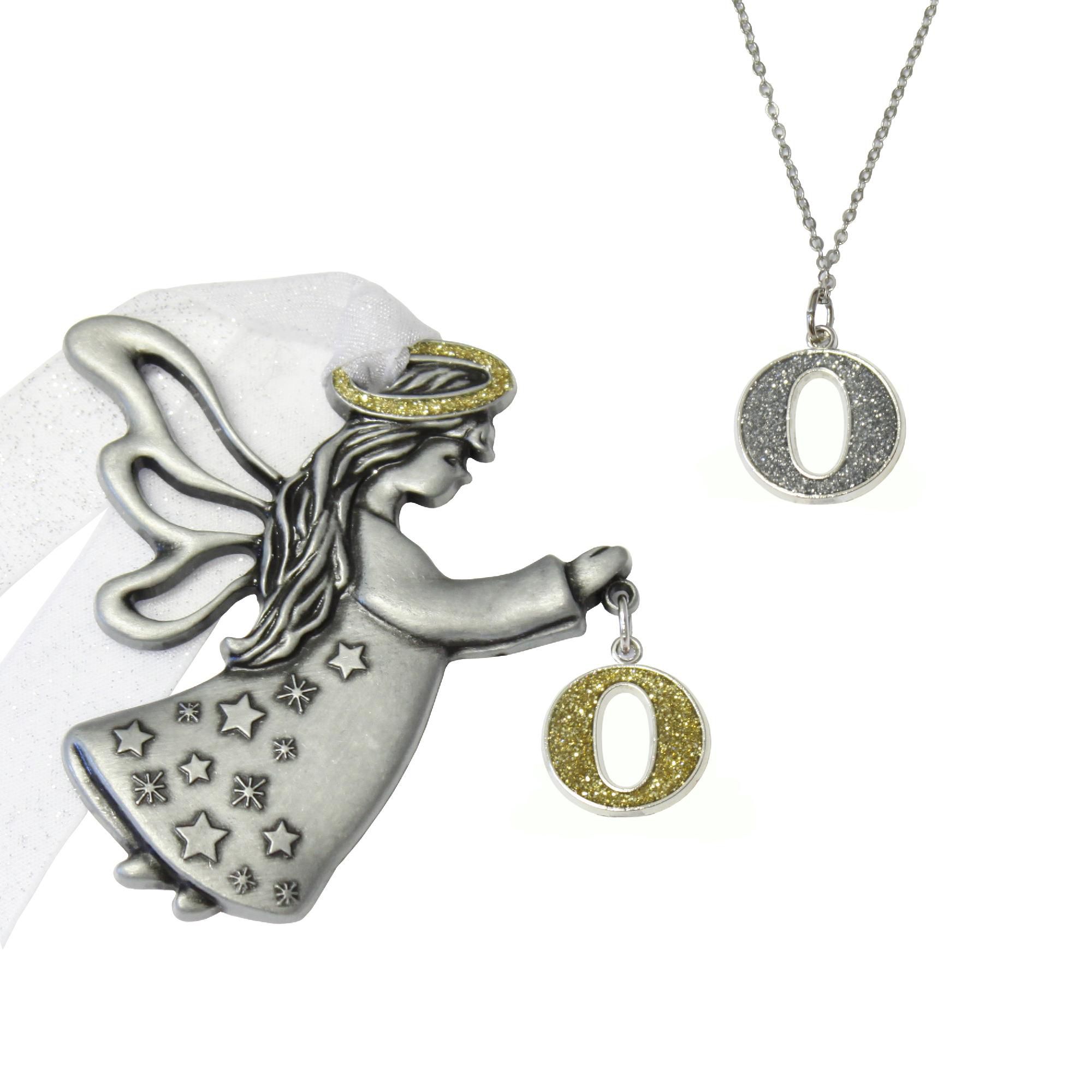 2 pc Initial O Angel Ornament and Necklace set at Kmart.com