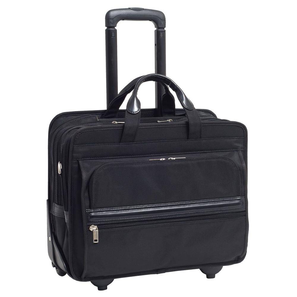 McKlein&reg; Franklin 56445 black nylon 17 detachable-wheeled laptop case