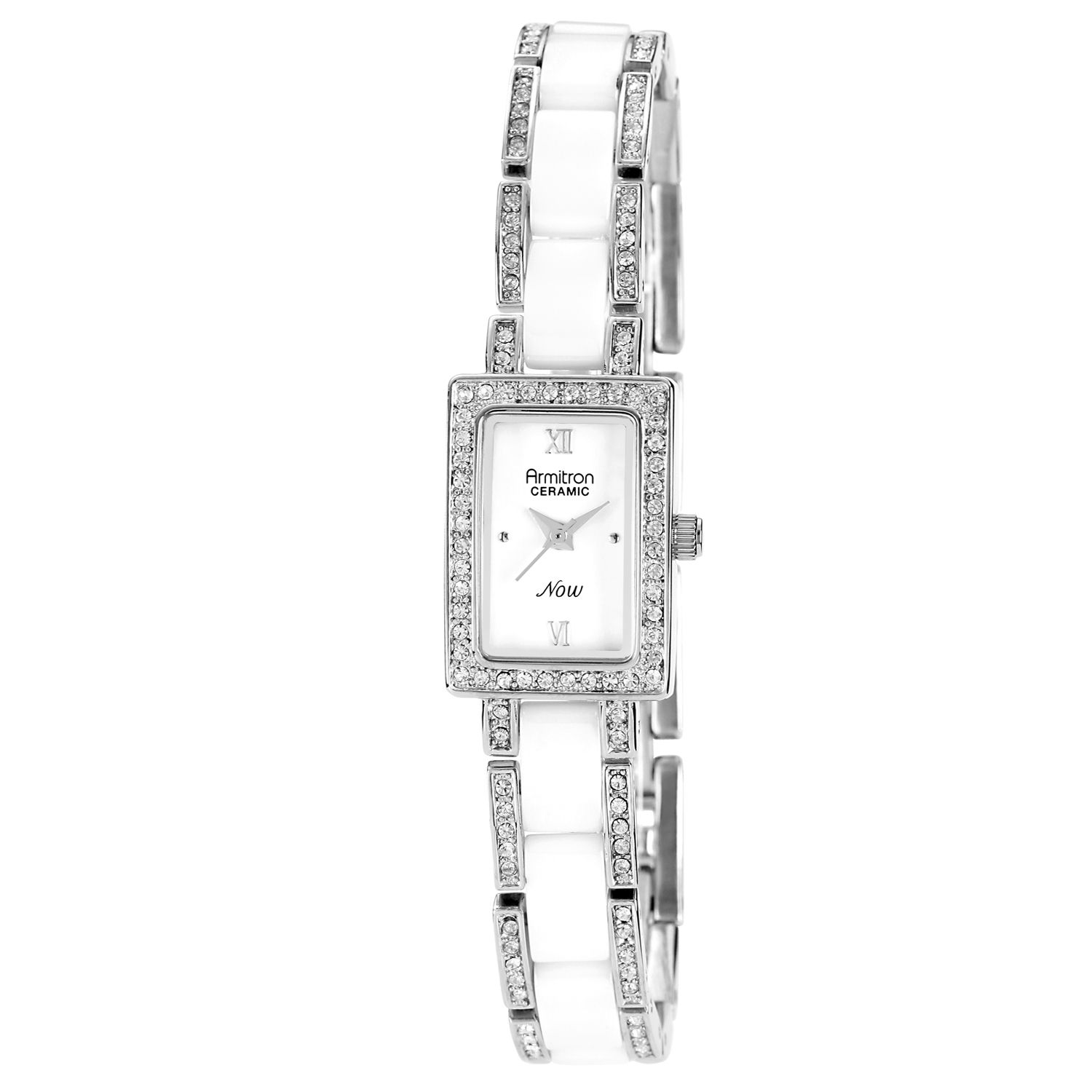 Armitron Ladies White Band with Crystal Accents with Mother of Peal Dial Watch at Kmart.com
