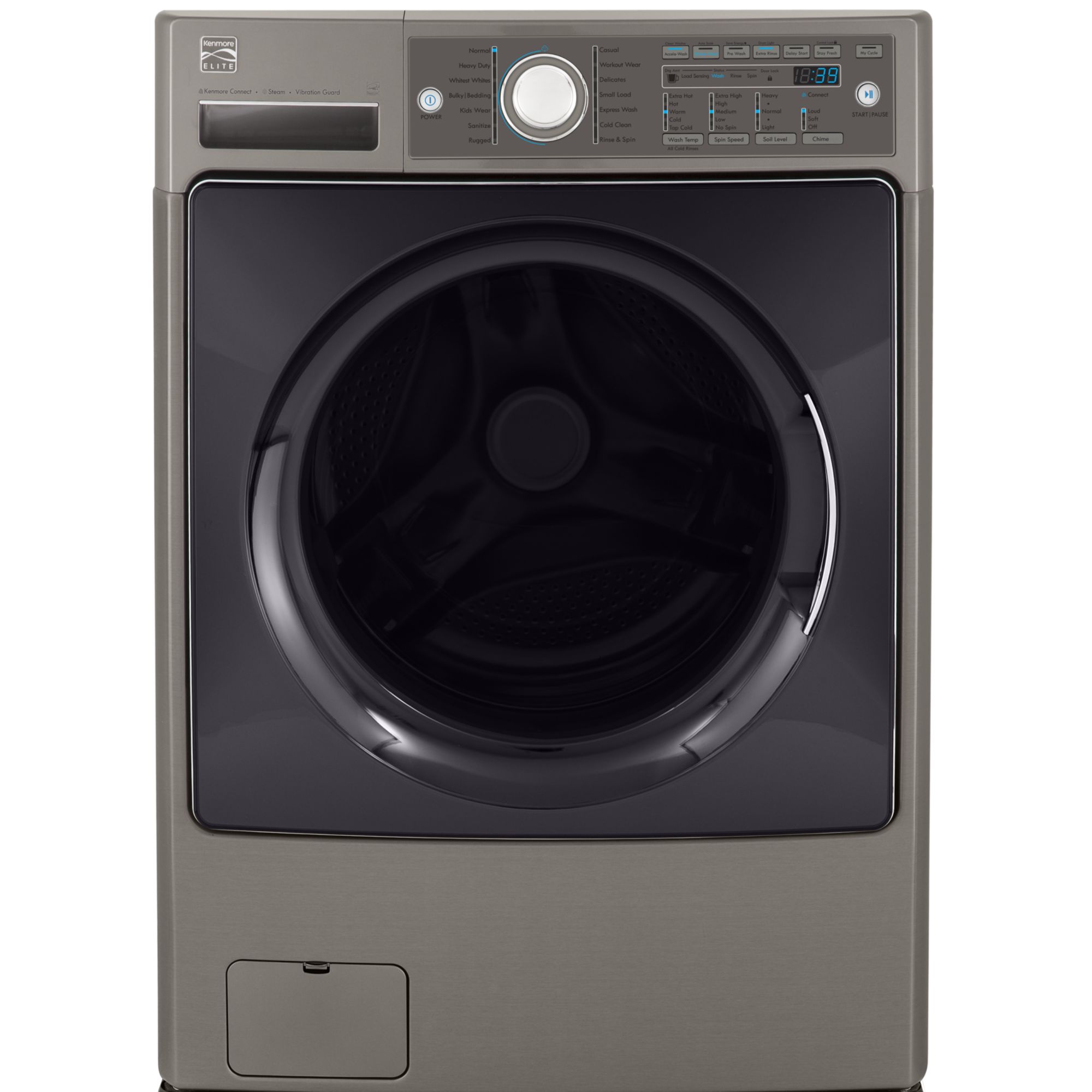 Kenmore Elite 4.3 cu. ft. Steam Front-Load Steam Washer - Metallic Silver 4.0 cu.ft. - 4.5 cu.ft.