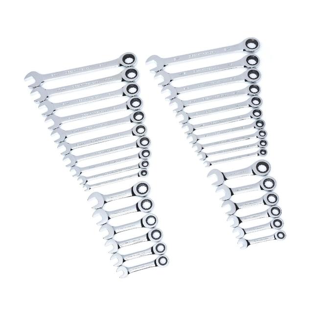 GearWrench 70032 32 Piece Combination Ratcheting Wrench Set with Stubby Wrenches and